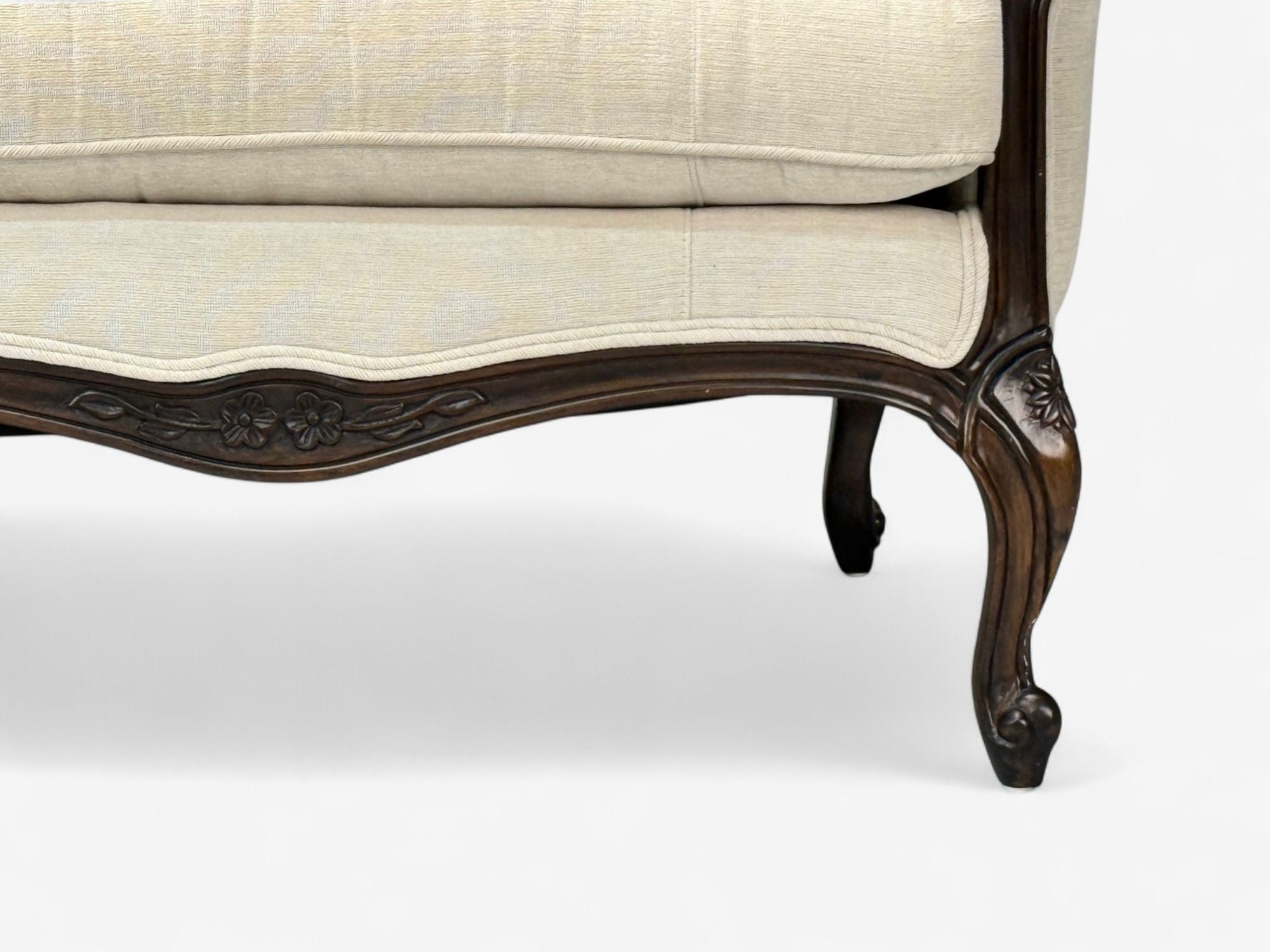 Louis XV Style, Mahogany, Beige Fabric, Sofa, France, 20th C.