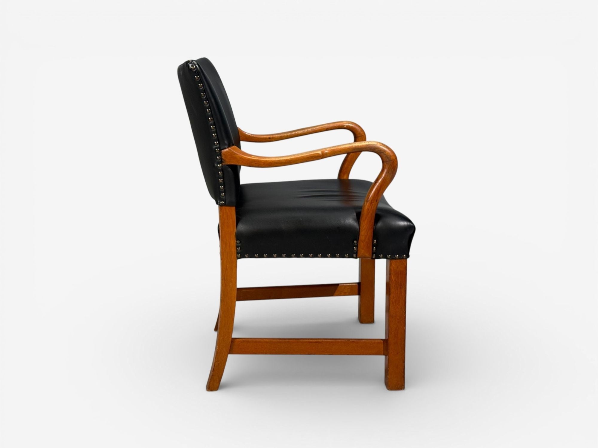Danish Modern, Armchairs, Black Leather, Bentwood, Denmark, 1960s