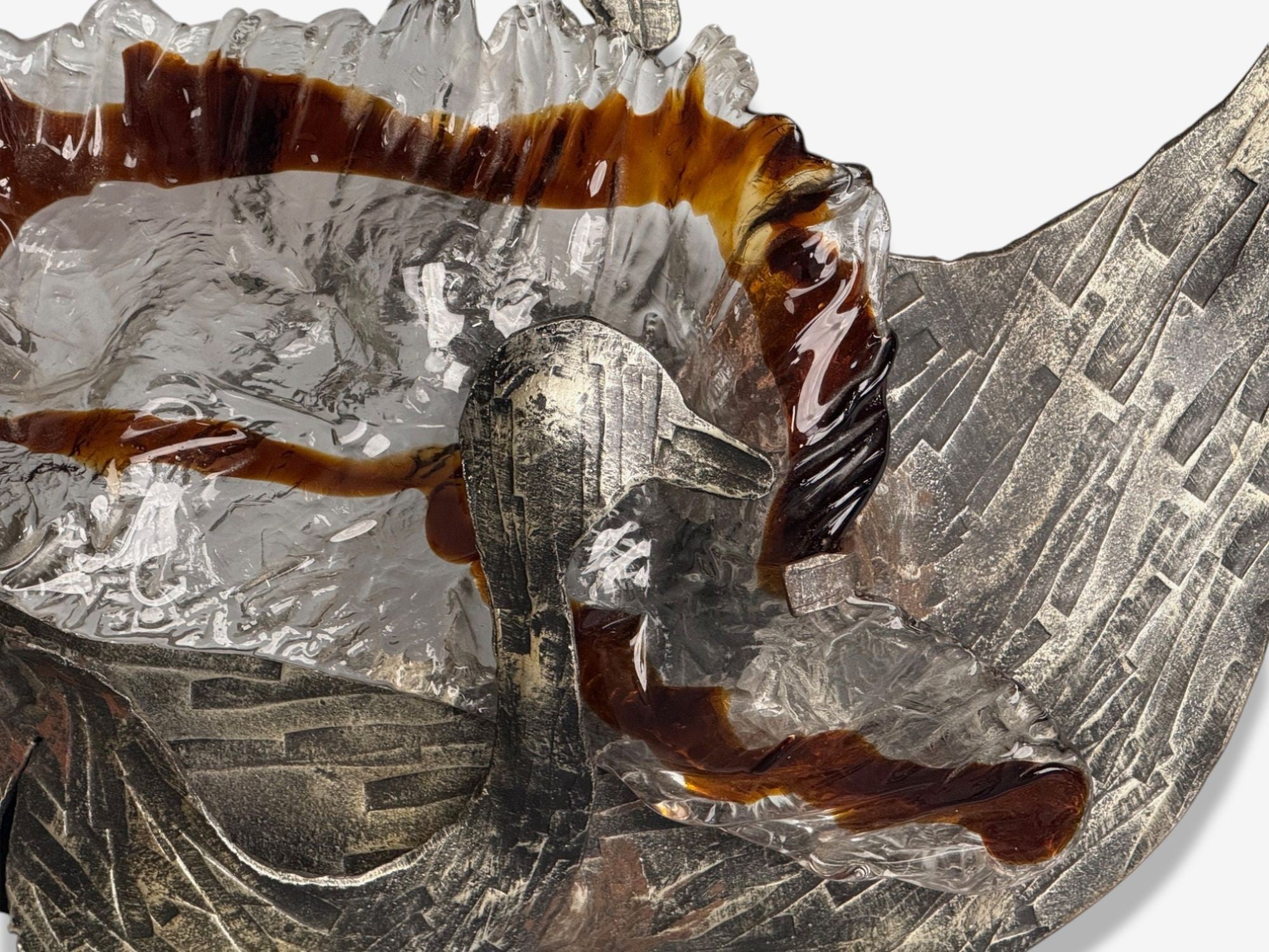 Italian Modern, Patinated Metal, Art Glass, Large Wall Sconce, Italy, 1960s