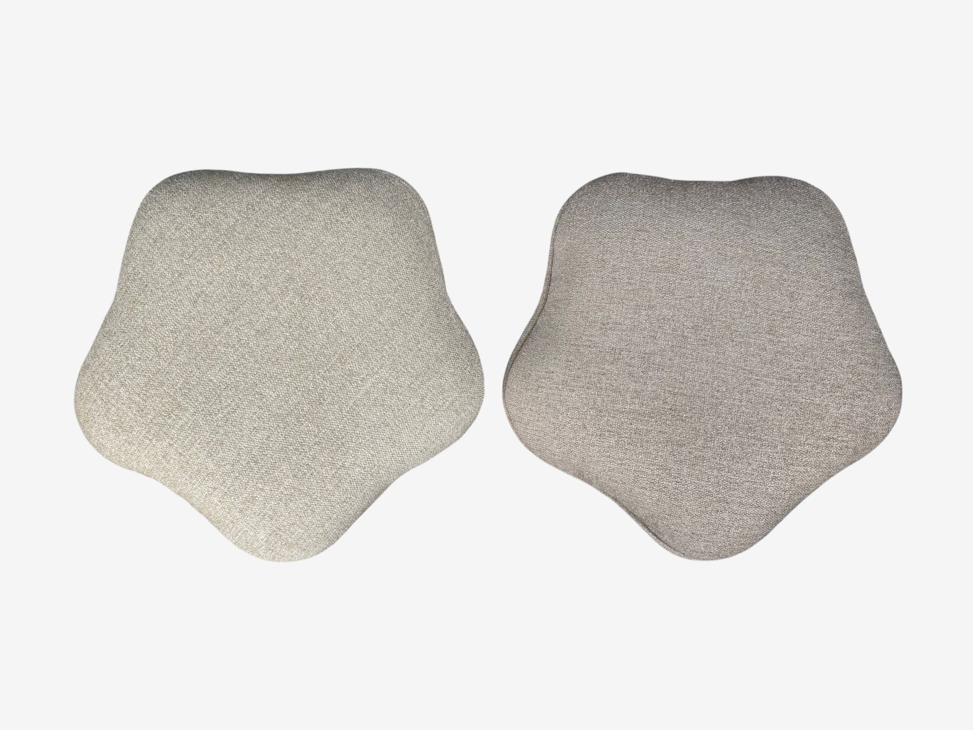 Art Deco Style, Star Motif Footstools, Burlwood, Beige Linen, 21st c.