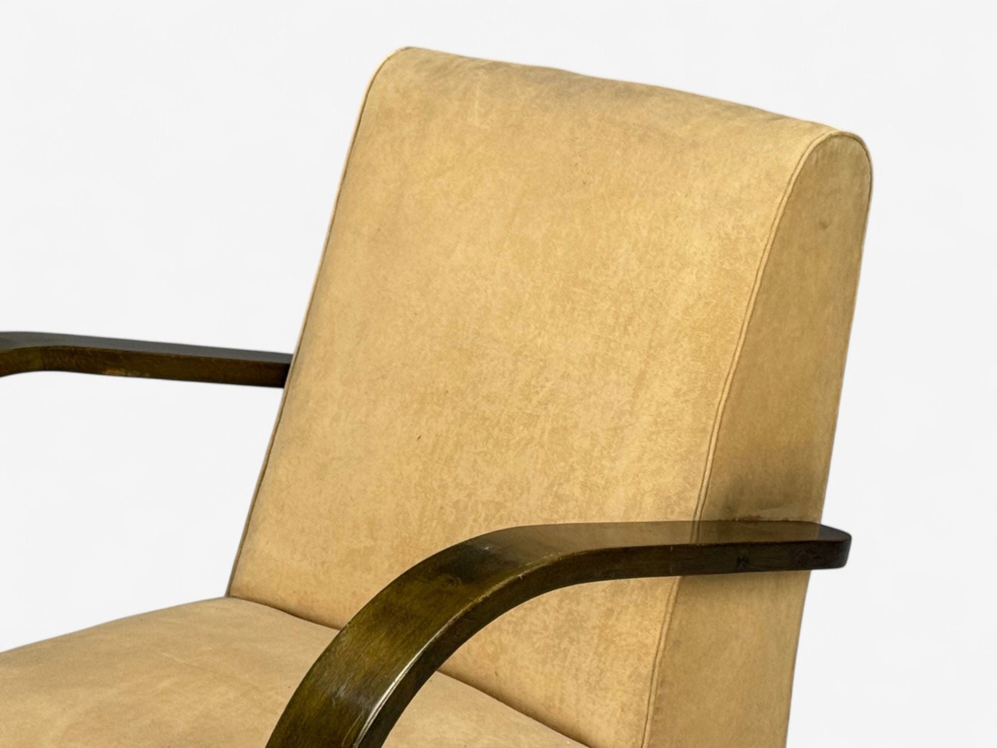 Vittorio Valabrega, Beige Velvet, Bentwood, Lounge Chairs, Italy, 1940s