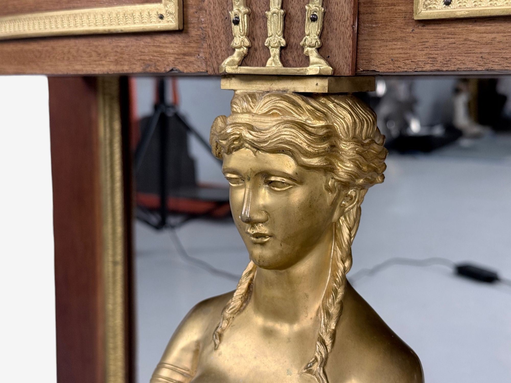 Empire Revival, Mahogany, Bronze, Monumental Mirror and Console, France, 19th c.