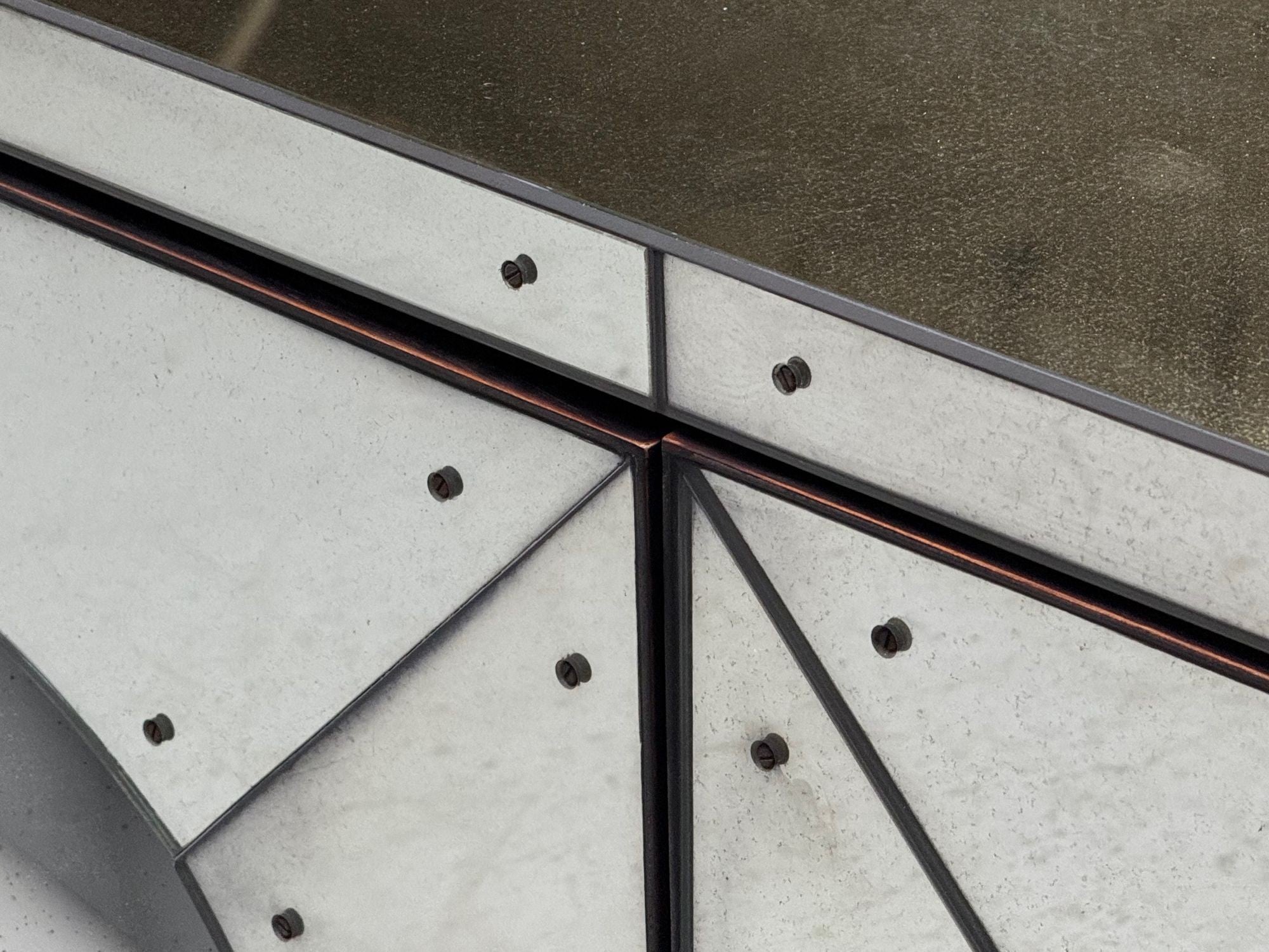 Art Deco Style, Painted Wood, Antique Glass, Mirrored Sideboard or Credenza