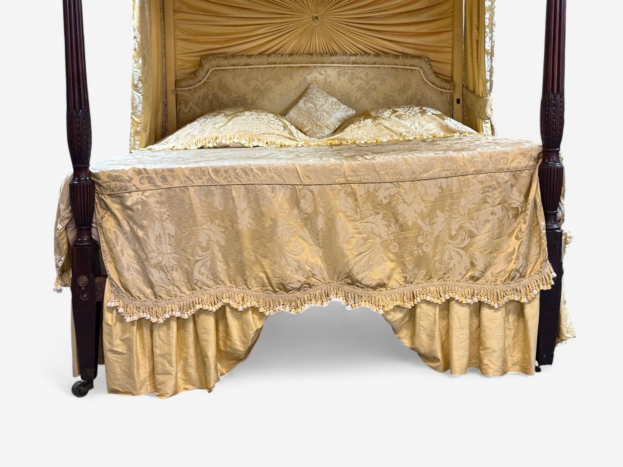 George III, Mahogany, Gilt-Wood, Silk, Canopy Bed, England c. 1880s