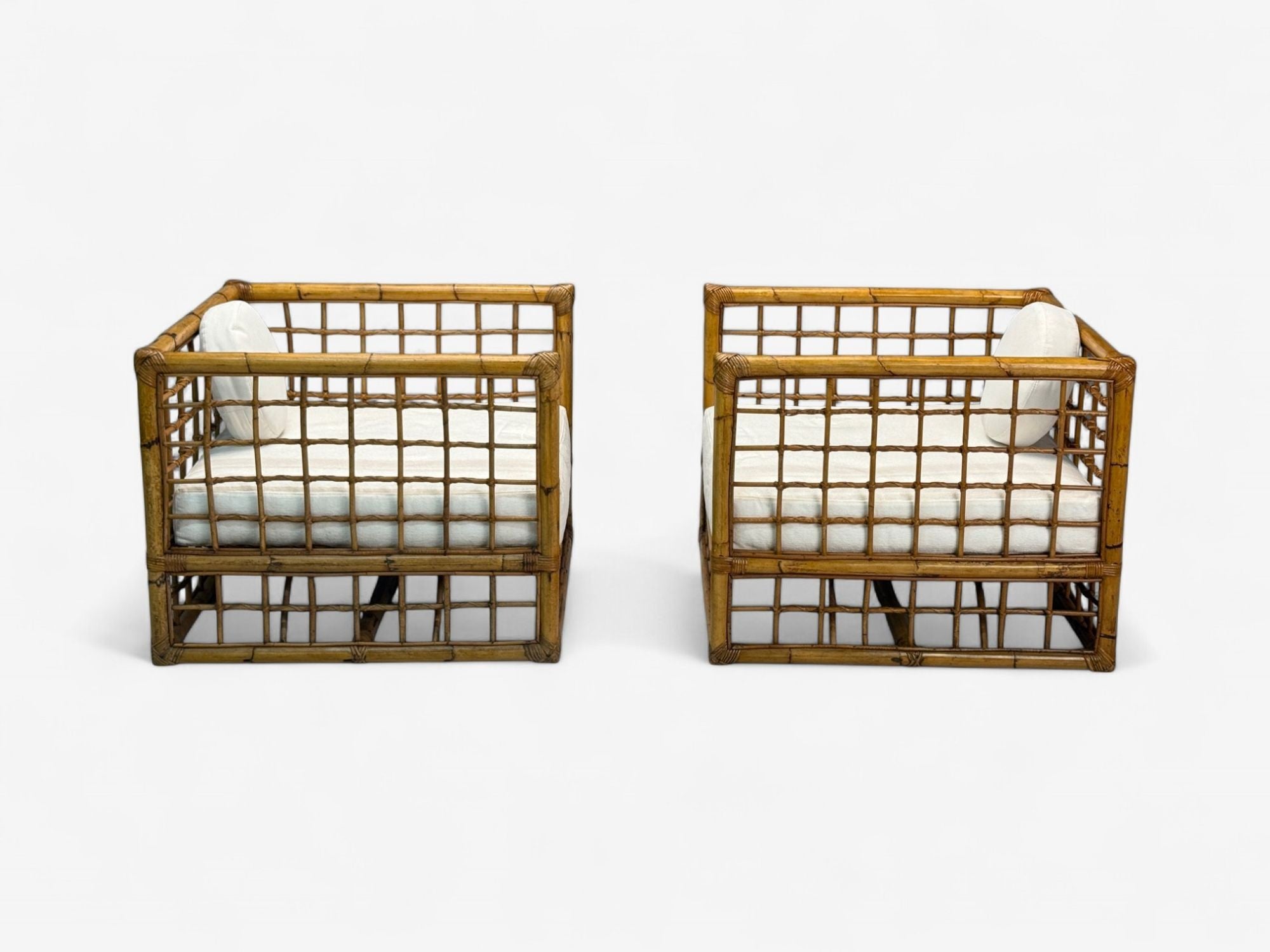 Vivai Del Sud, Italian Modern, Rattan, Bamboo, Lounge Chairs, Italy, 1970s