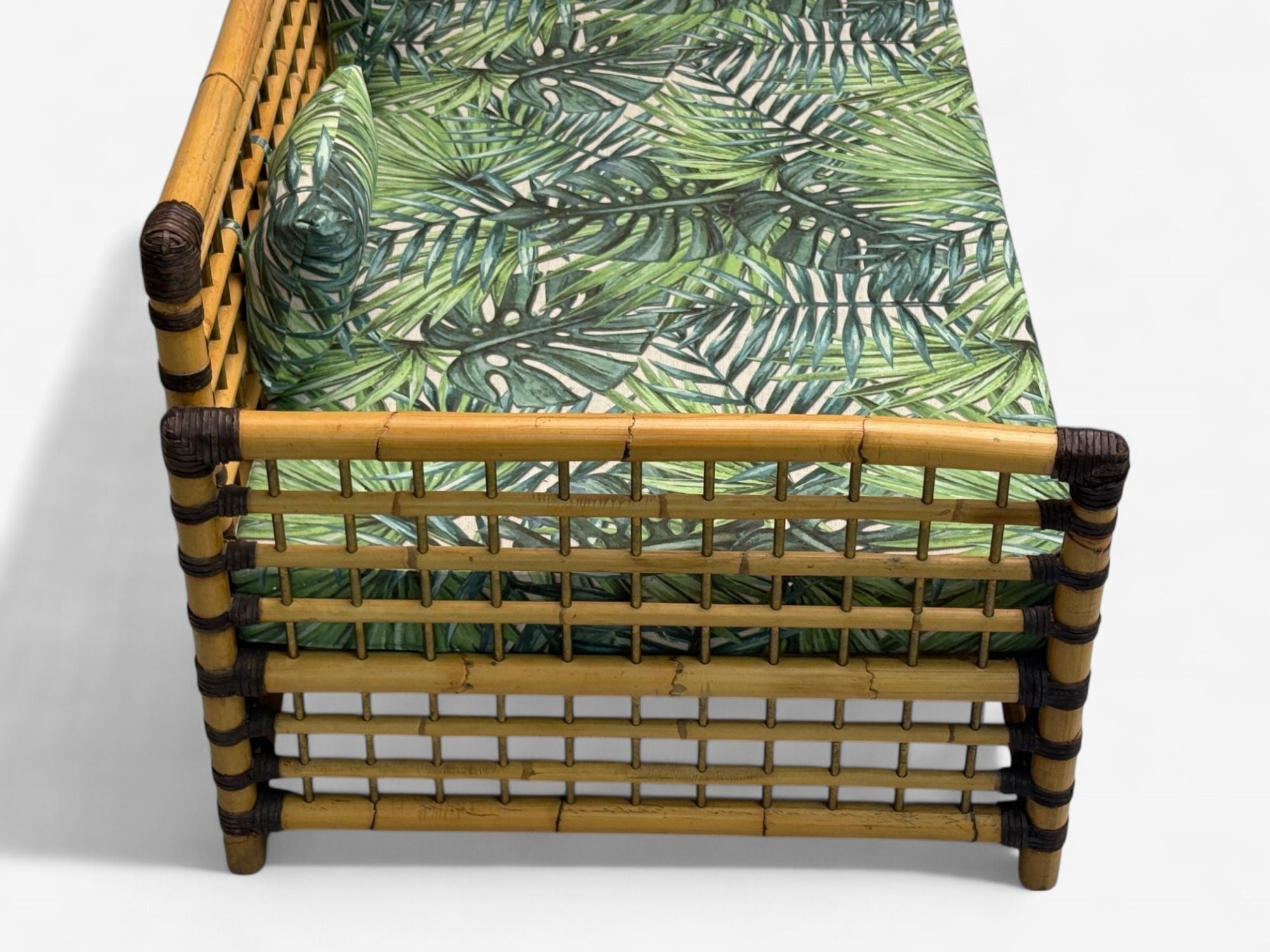 Studio Smania, Italian Modern, Bamboo, Cane, Fabric, Sofa, Italy, 1970s