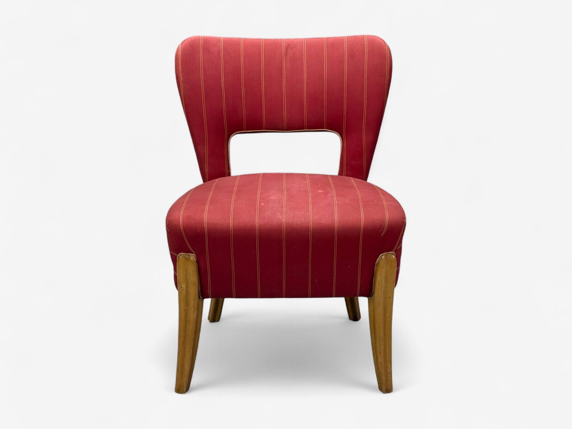 Pier Luigi Colli, Maple, Red Fabric, Low Lounge Chairs, Italy, 1950s