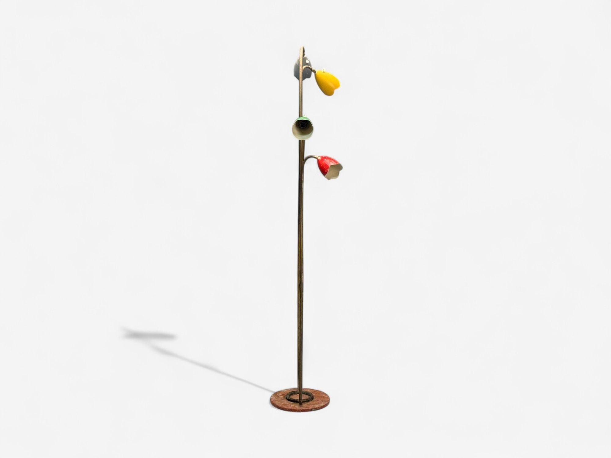 Italian Modern, Painted Enamel, Brass, Marble, Floor Lamp, Italy, 1940s