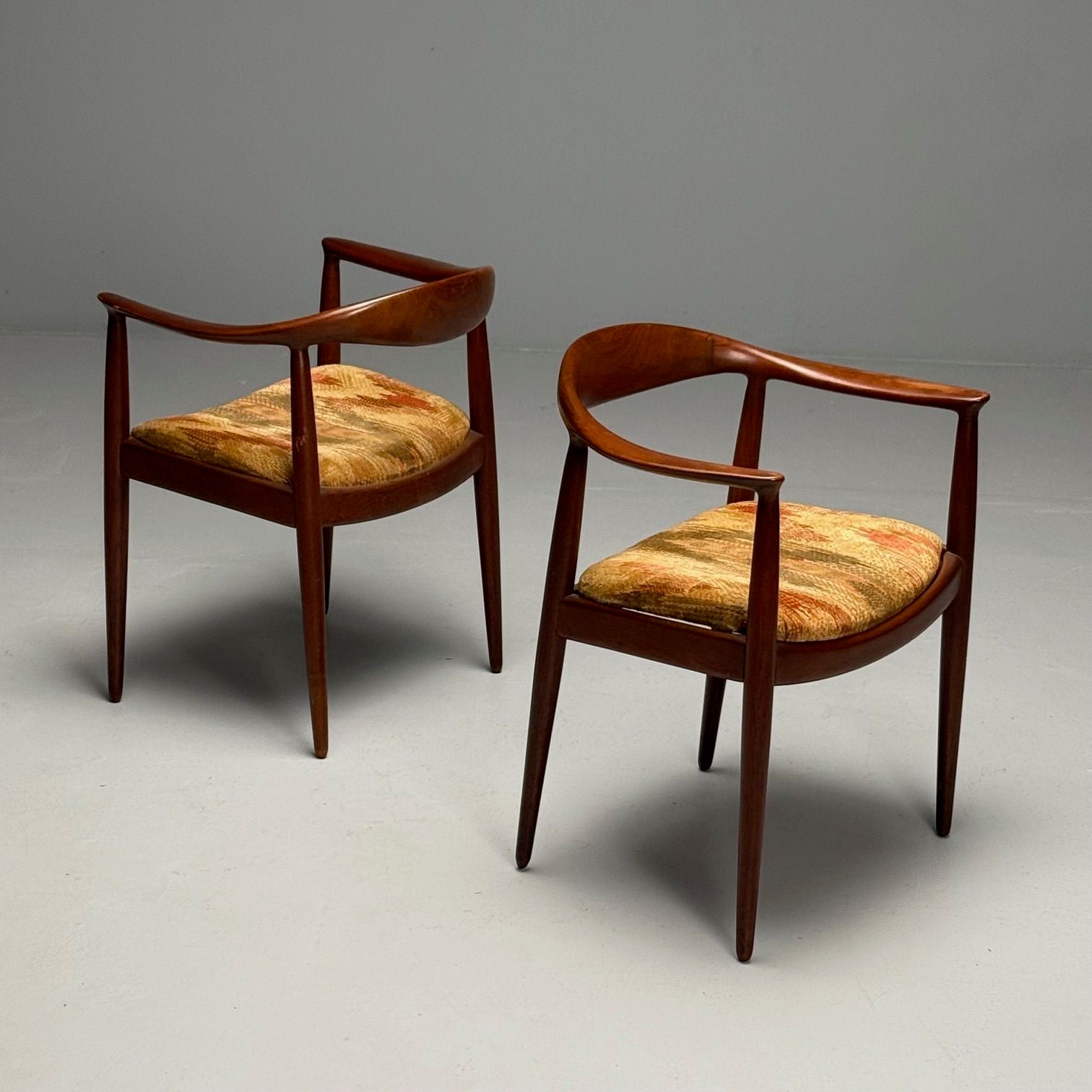 Hans Wegner Style, Danish Mid-Century Modern, Four Dining Arm Chairs, 1950s