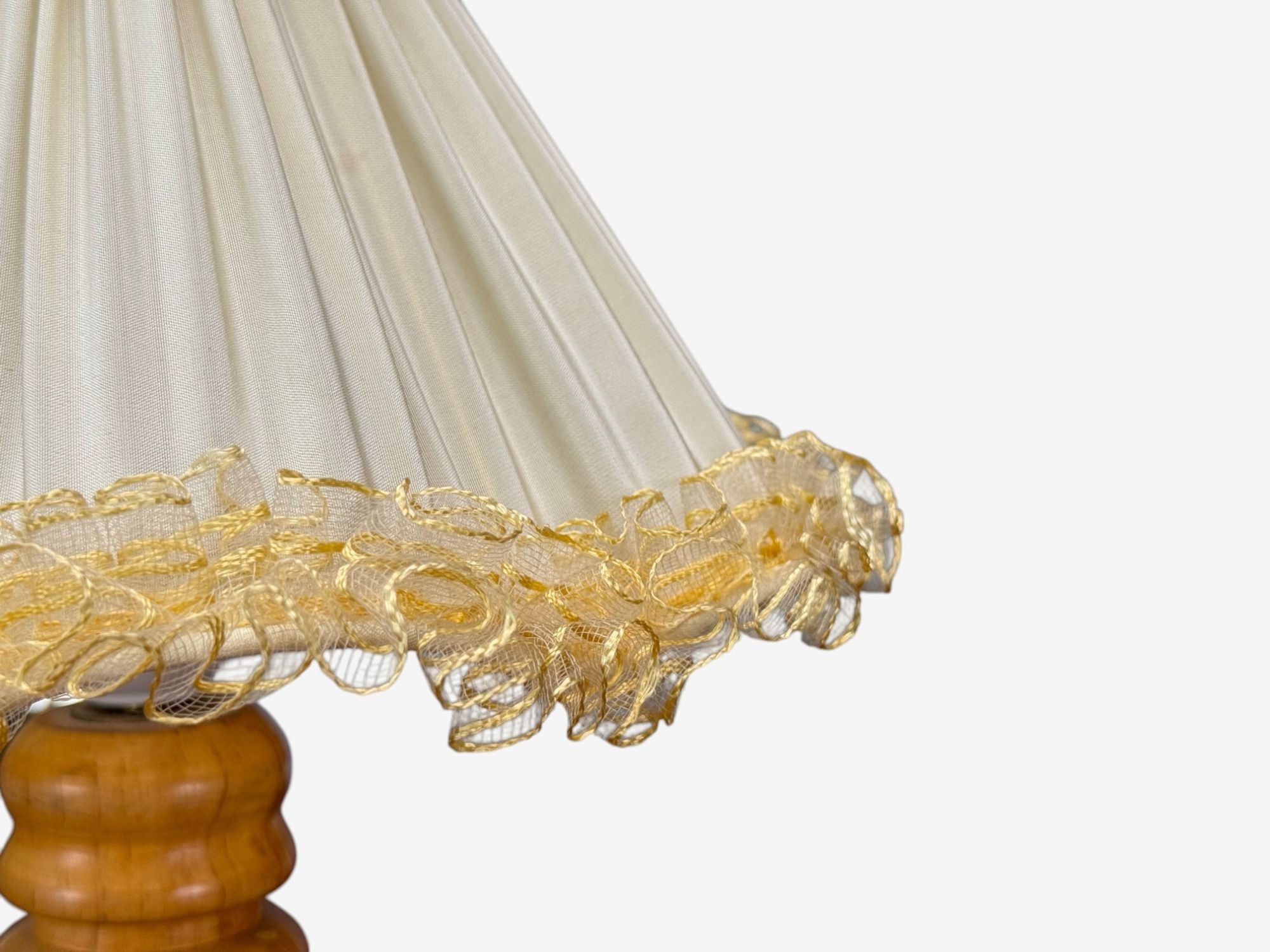 Swedish Modern, Turned Birch, Silk, Table Lamp, Sweden, 1960s