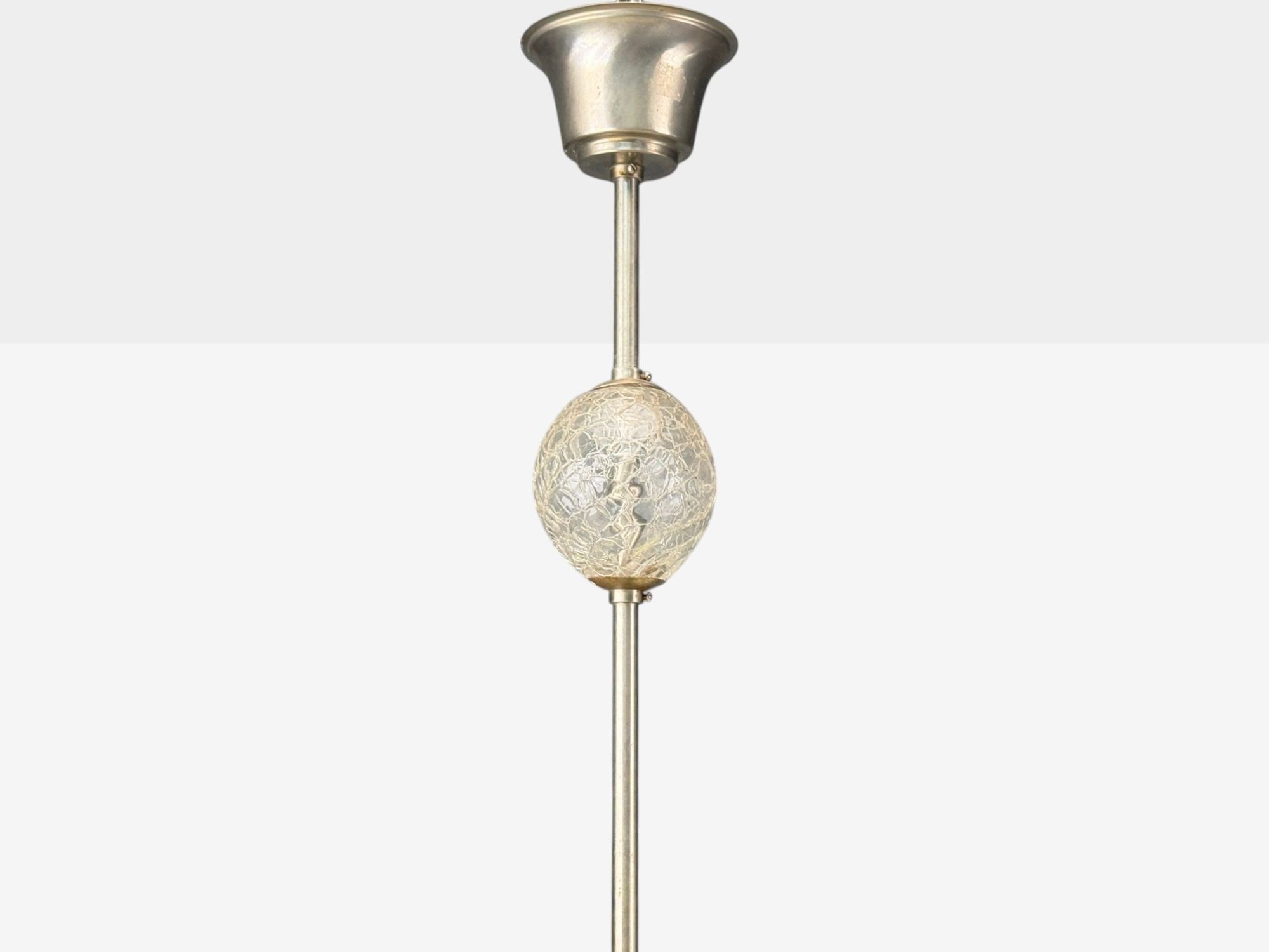 Swedish Modern, Glass, Metal, Pendant Light, Sweden, 1940s