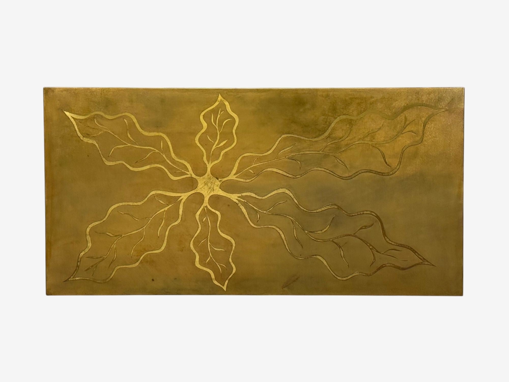 Willy Daro, Engraved Brass, Coffee Table, Belgium, 1970s