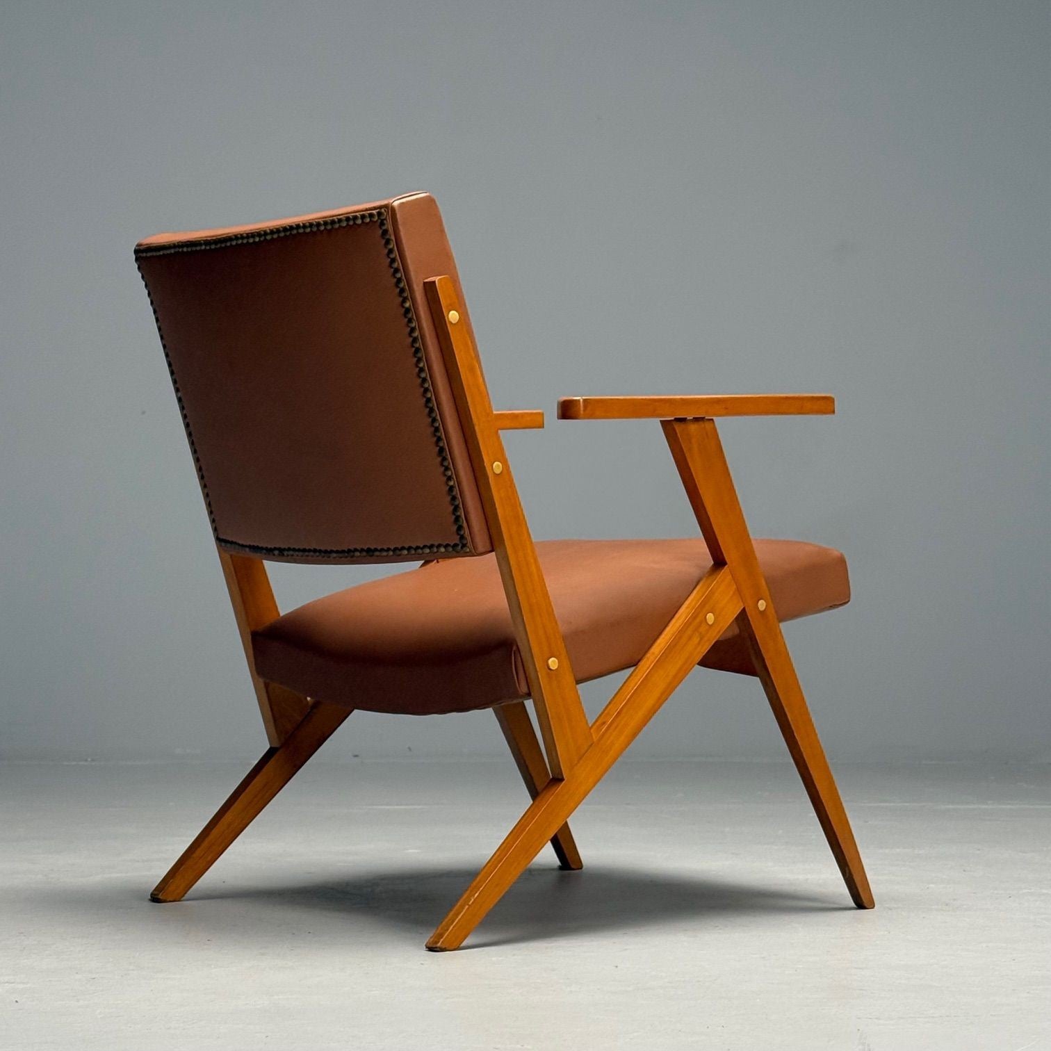 Jose Zanine Caldas, Brazilian Mid-Century Modern, Lounge Chair, Leather, 1950s