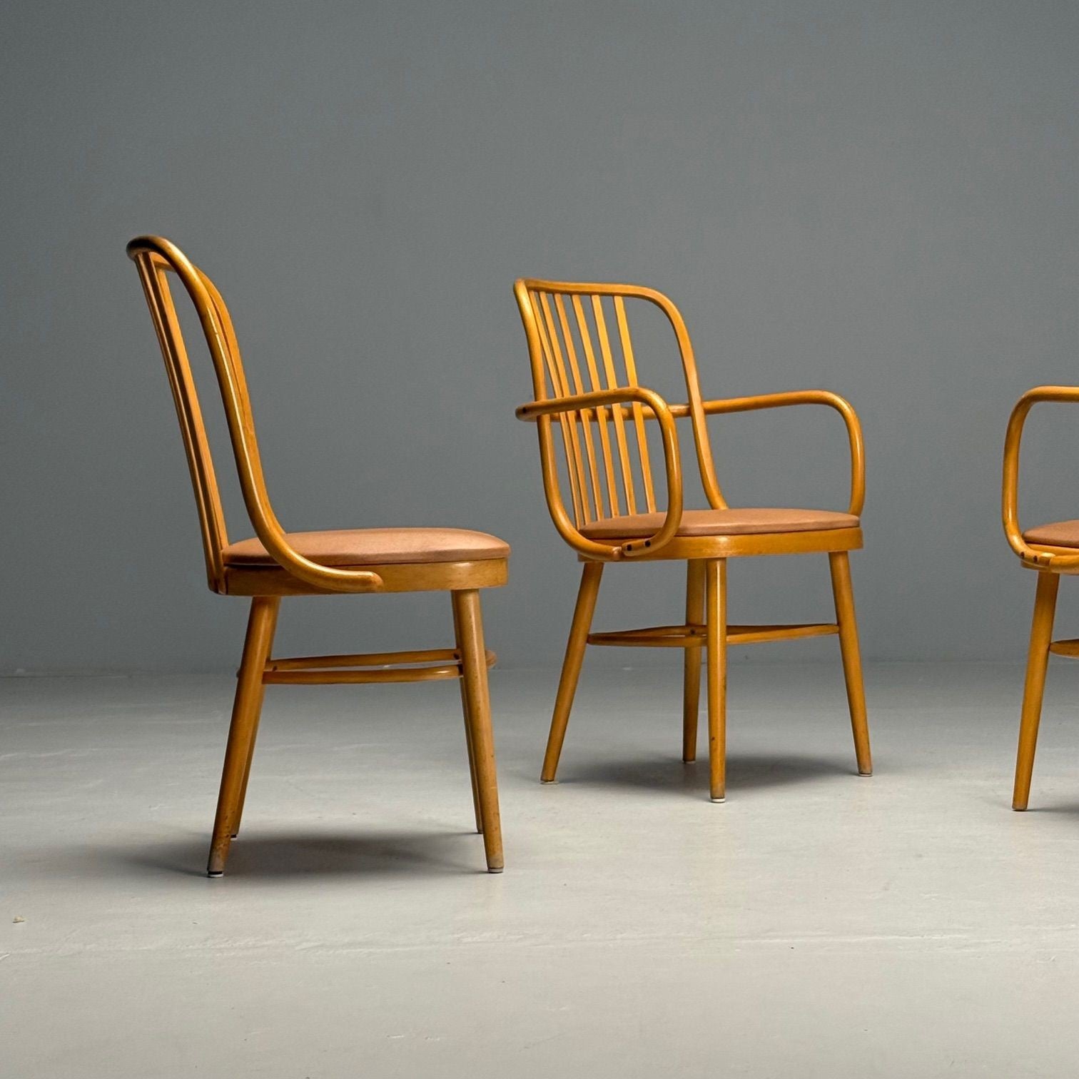 Josef Hoffmann, Ligna, Mid-Century Modern, Bistro Chairs, Czech Republic, 1970s