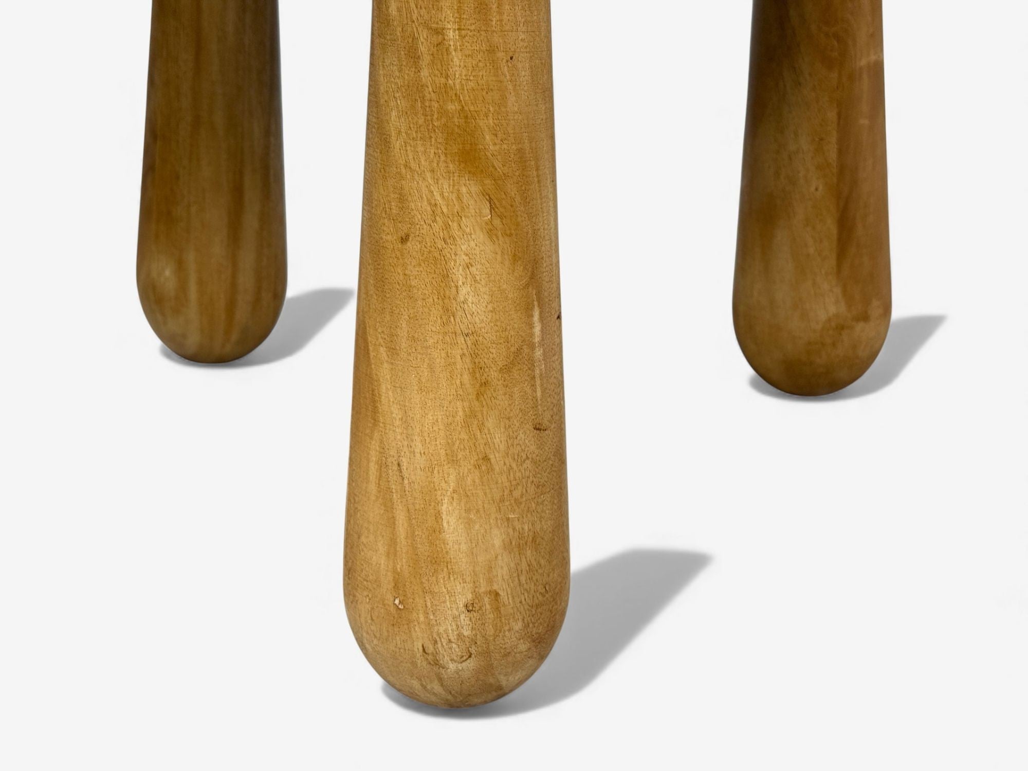 Danish Modern Style, Sheepskin Stools, Beige Shearling, Maple, USA, 21st c.
