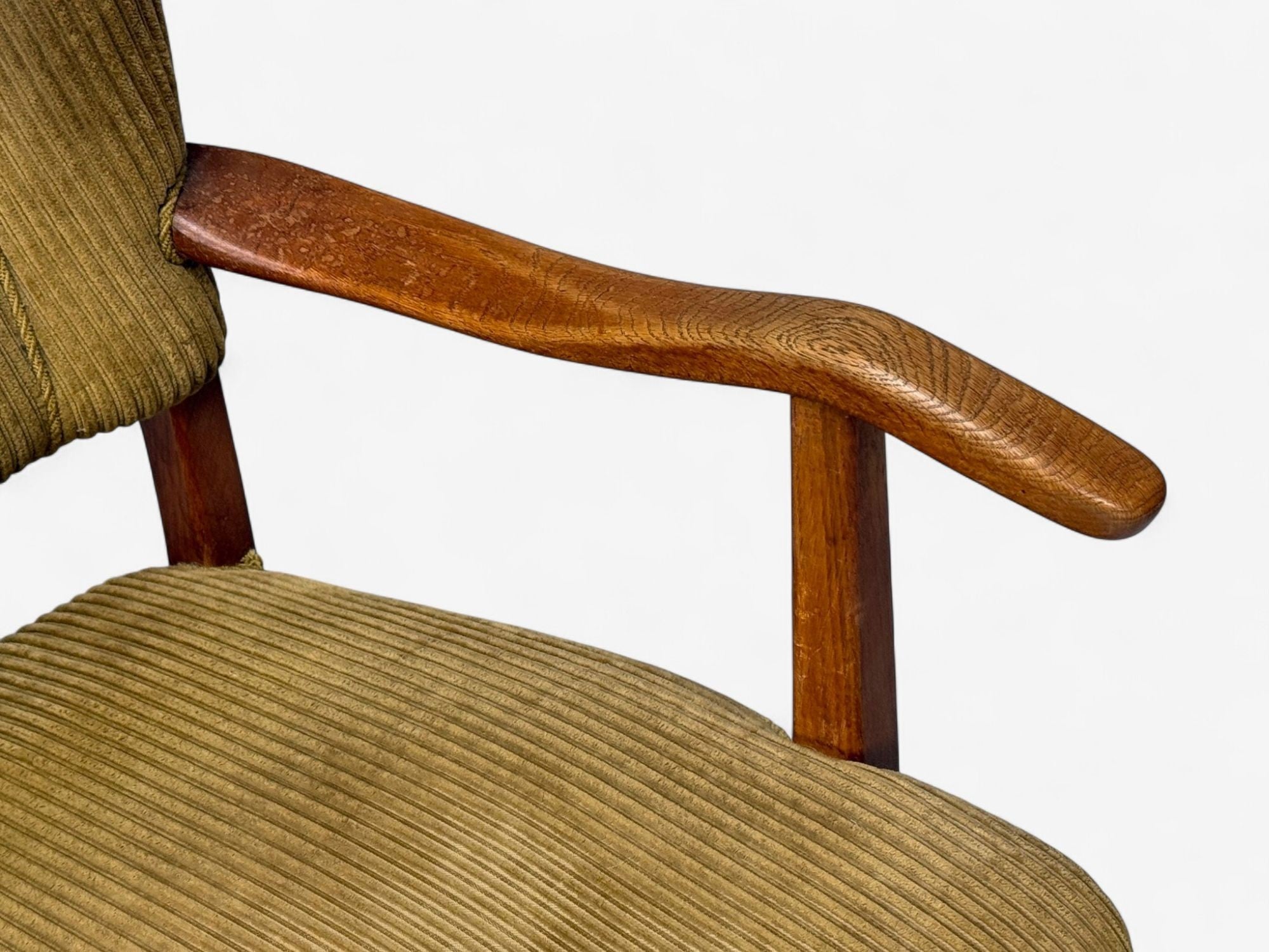 Frits Henningsen, Danish Modern, Corduroy, Wood, Lounge Chair, Denmark, 1940s