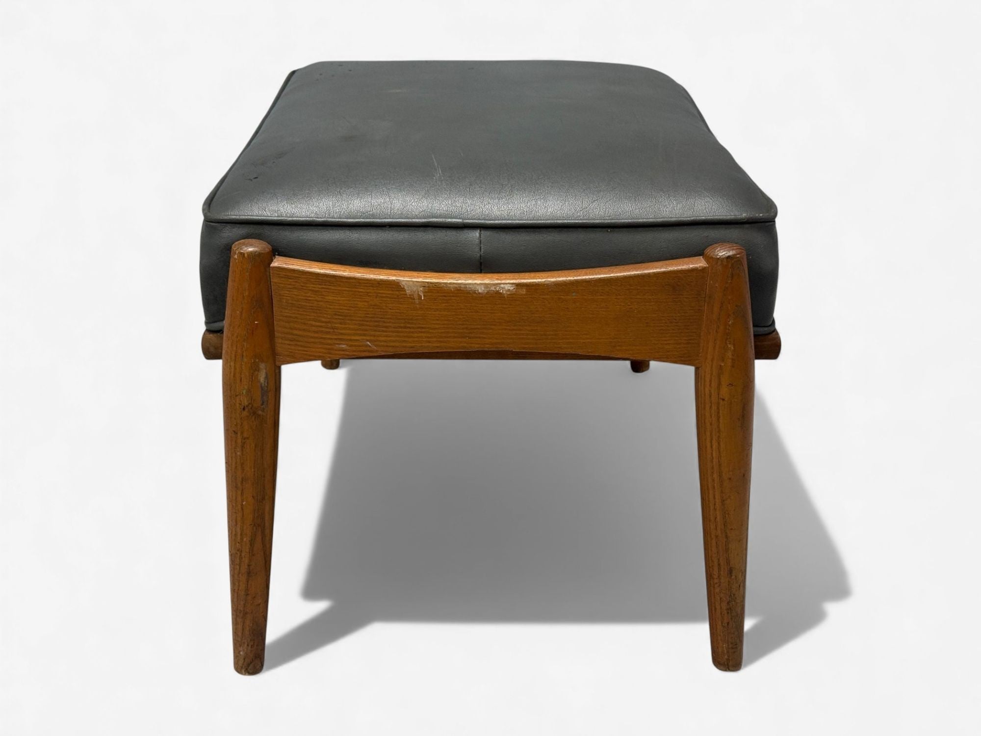 Danish Modern, Gray Leatherette, Walnut, Footstool, Denmark, 1950s
