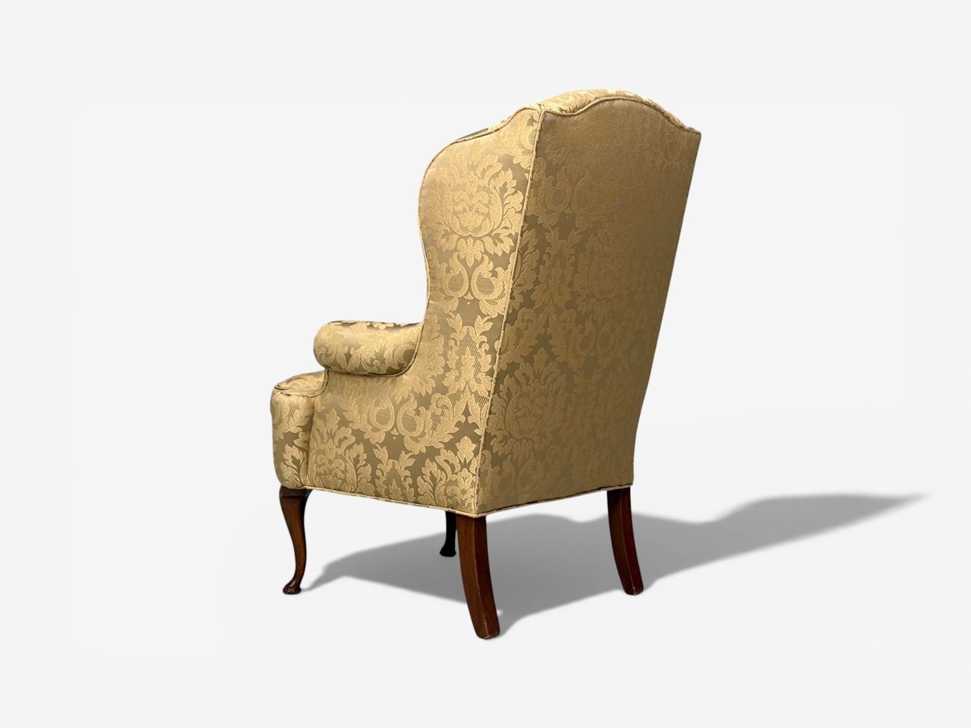 Queen Anne, Wingback Chair, Fabric, Mahogany, England, 19th c.