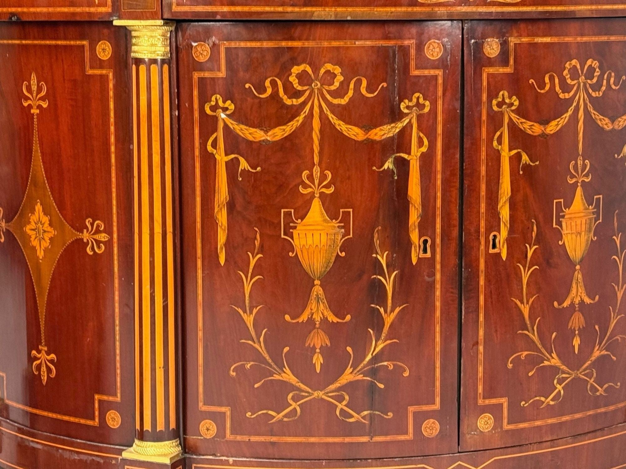 Italian Neoclassical, Marquetry, Satinwood, Demilune Chests, Italy, 19th c.