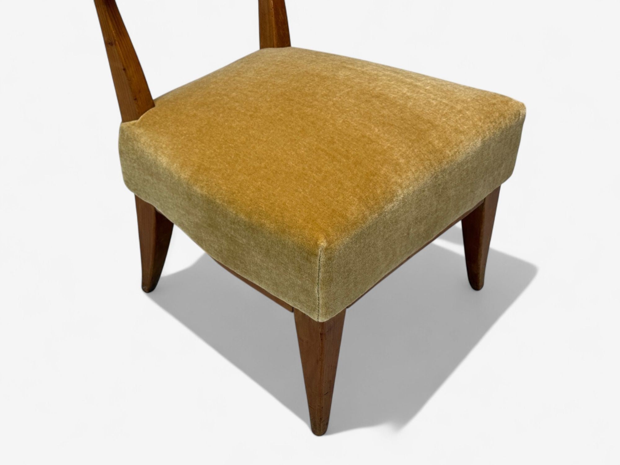 Guglielmo Pecorini, Stained Wood, Camel Mohair, Low Lounge Chair, Italy, 1950s