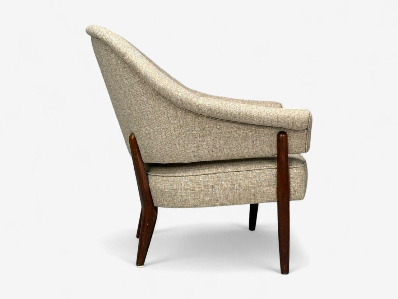 Swedish Modern, Teak, Beige Wool, Floating Lounge Chair, Sweden, 1960s
