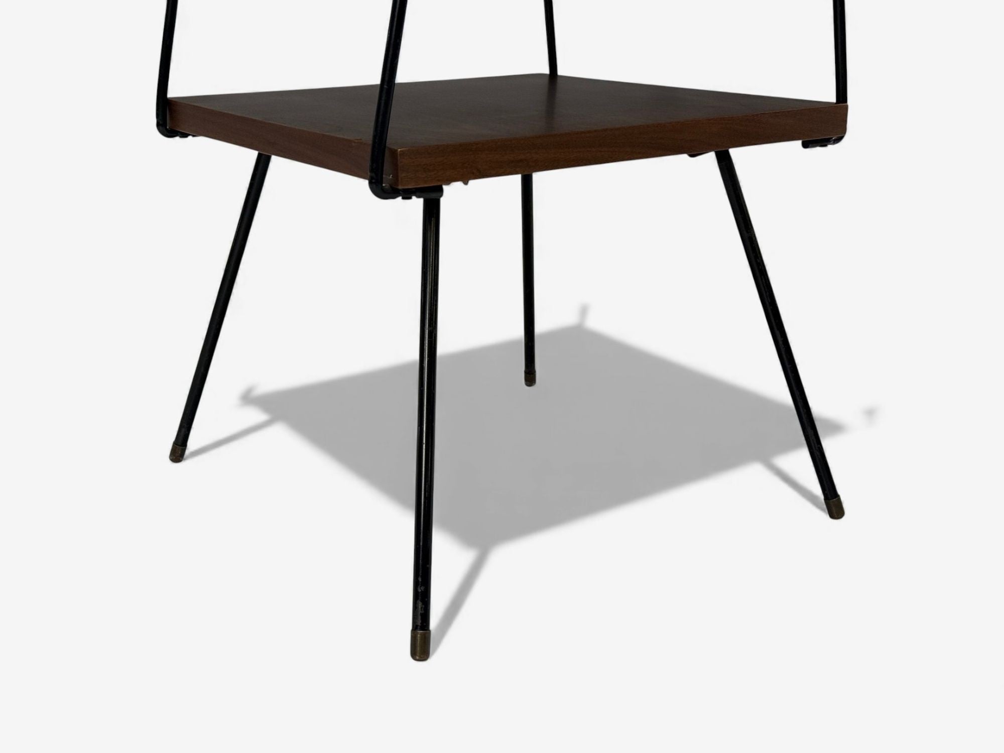 Tony Paul Style, Lacquered Iron, Walnut, Side Tables, USA, 1960s