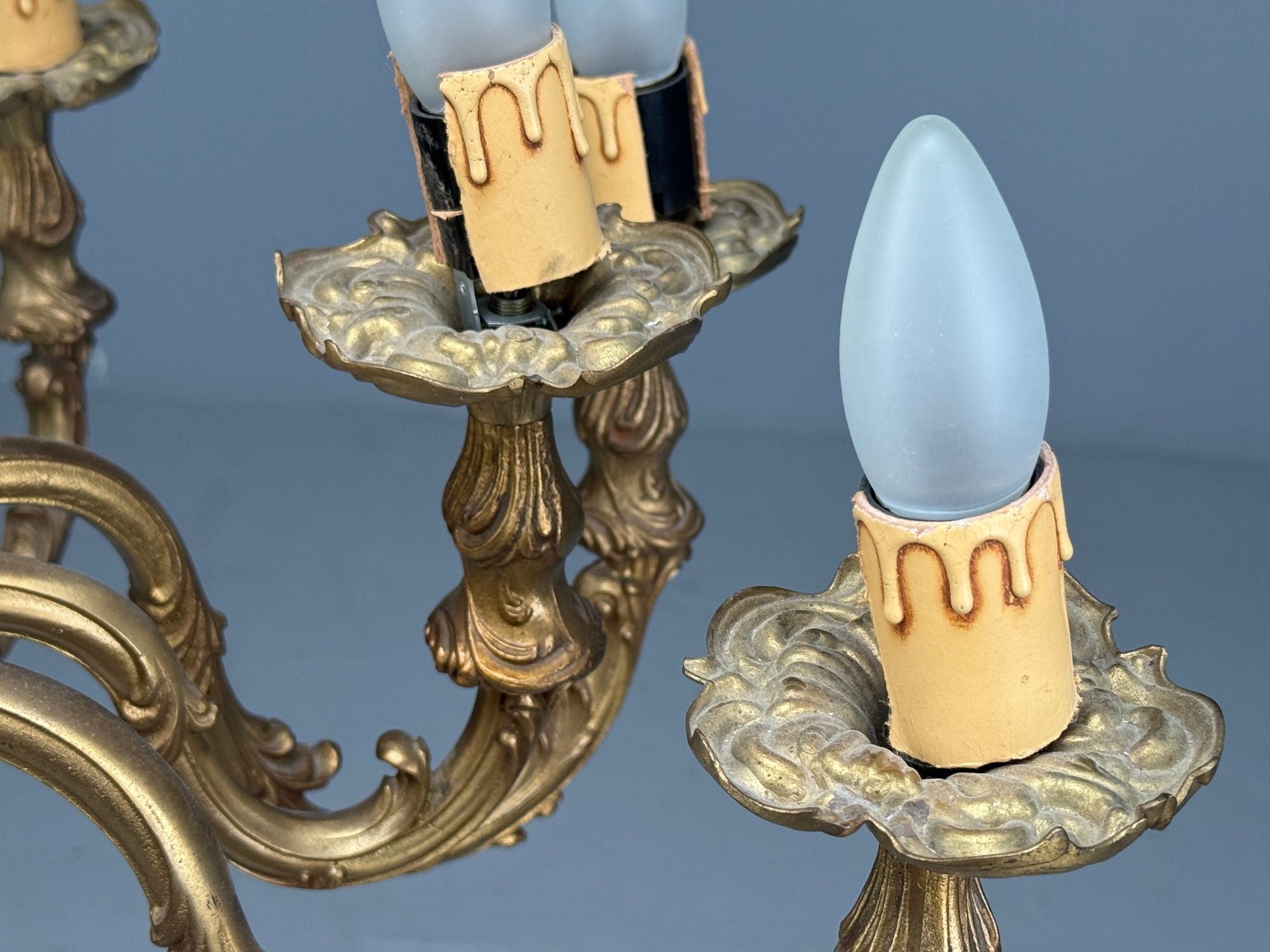 Baroque, Scroll Form Chandelier, Dore Bronze, France, 19th/20th Century