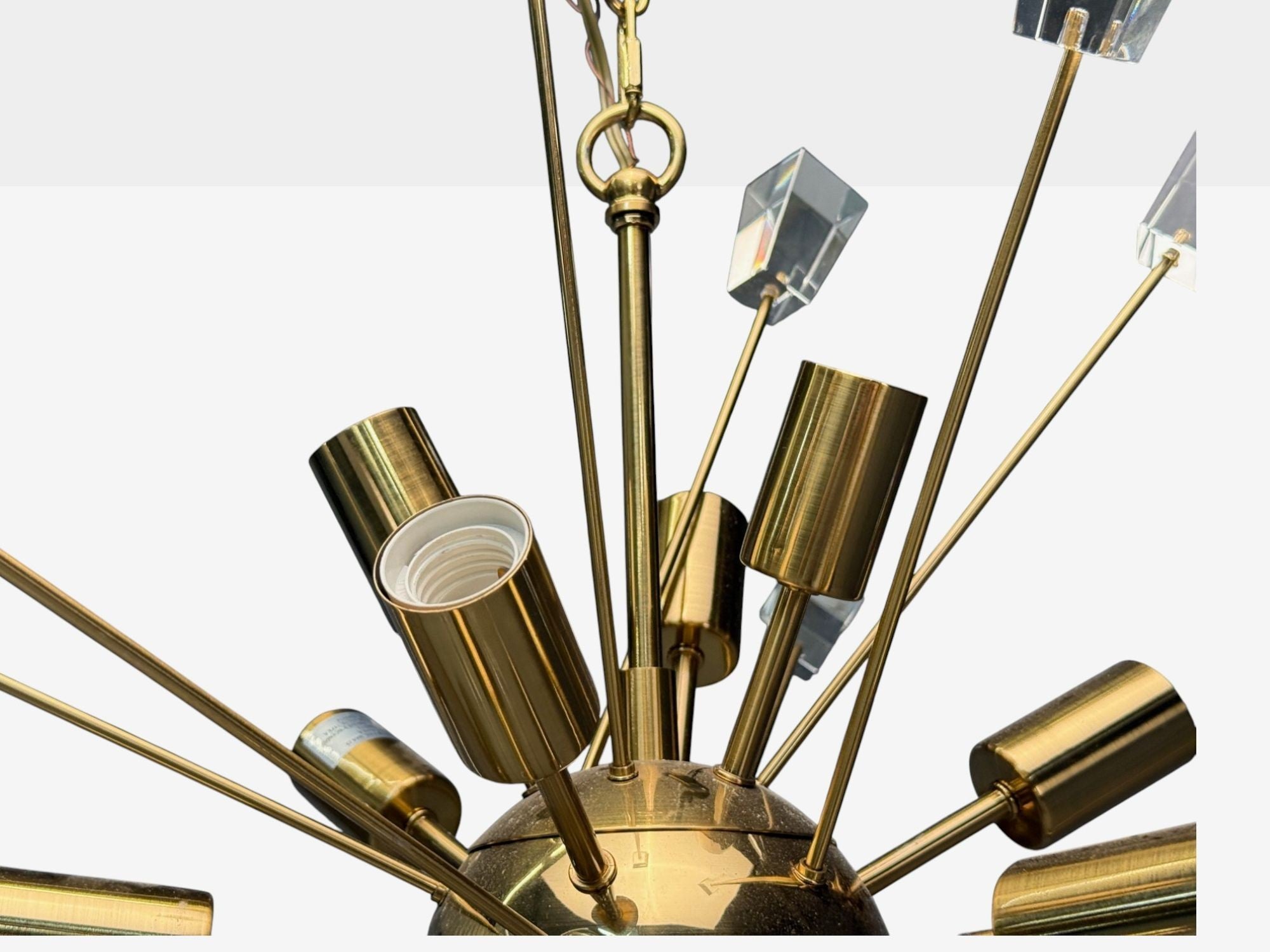 American Modern, Brass, Lucite, Sputnik Chandelier, USA, 1980s