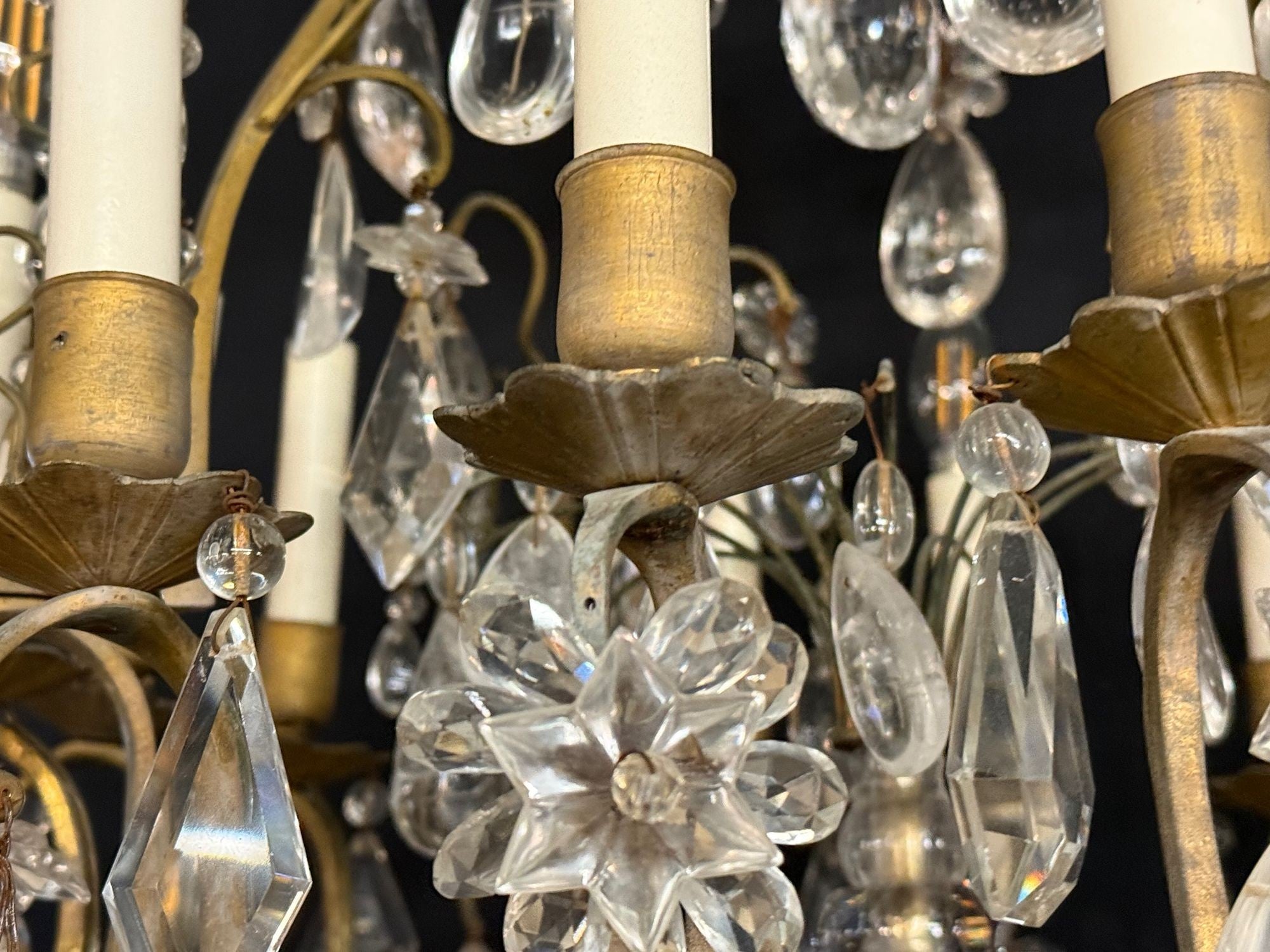 Louis XVI Style, Bronze, Rock Crystal, 12 Light Chandelier, France, 19th c.