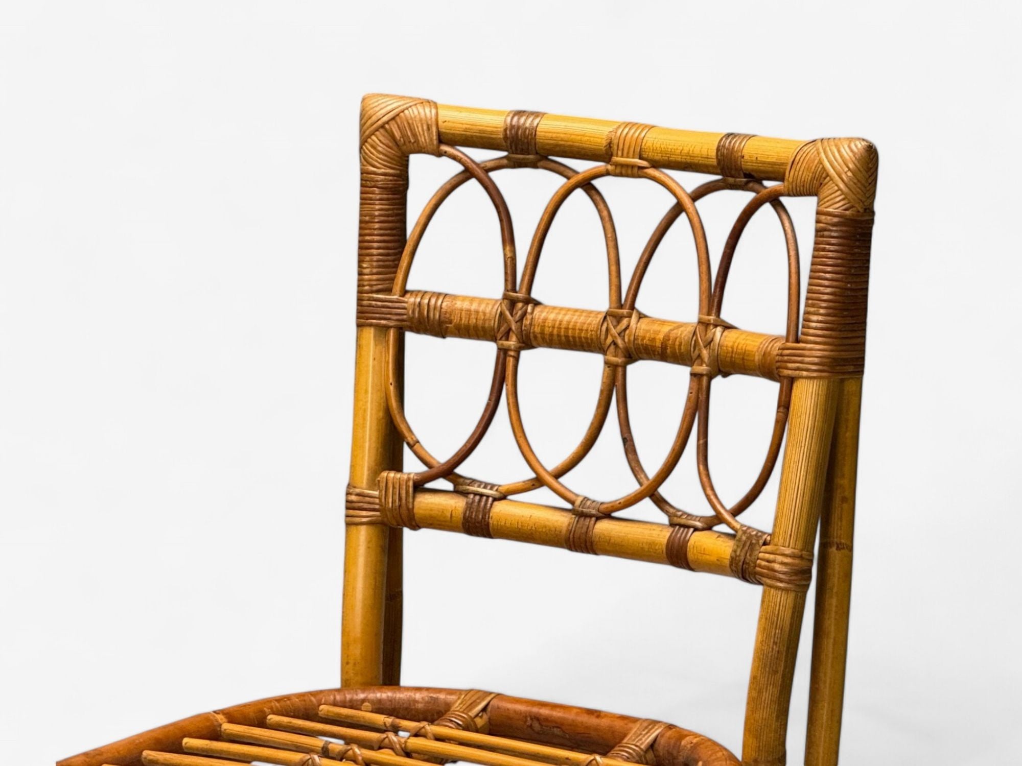 Bielecky Brothers, Modern, Six Dining Chairs, Rattan, Cane, USA, 21st C.