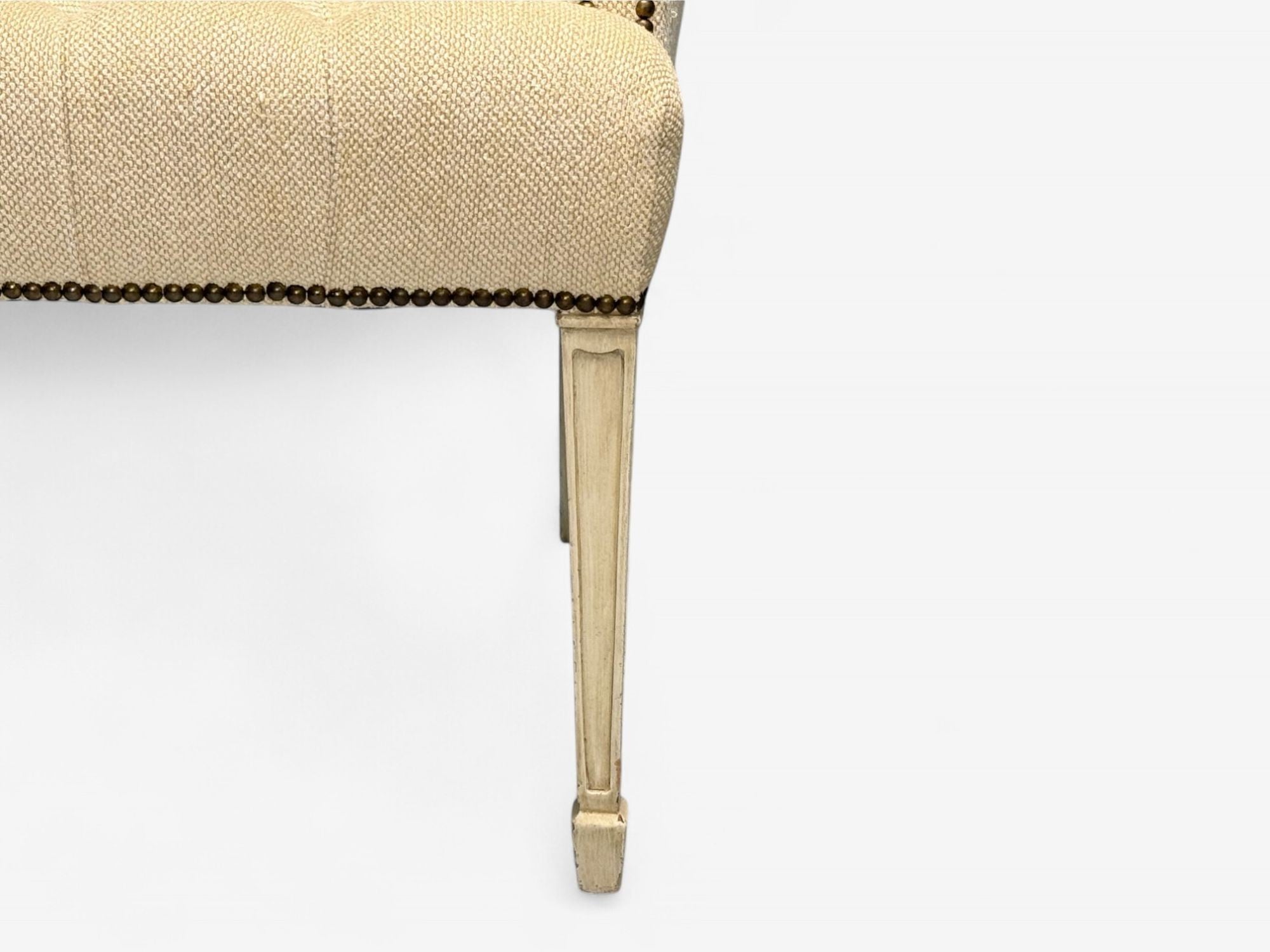 Grosfeld House, Hollywood Regency, Rolled Arm Chairs, Painted Wood, Tweed Linen