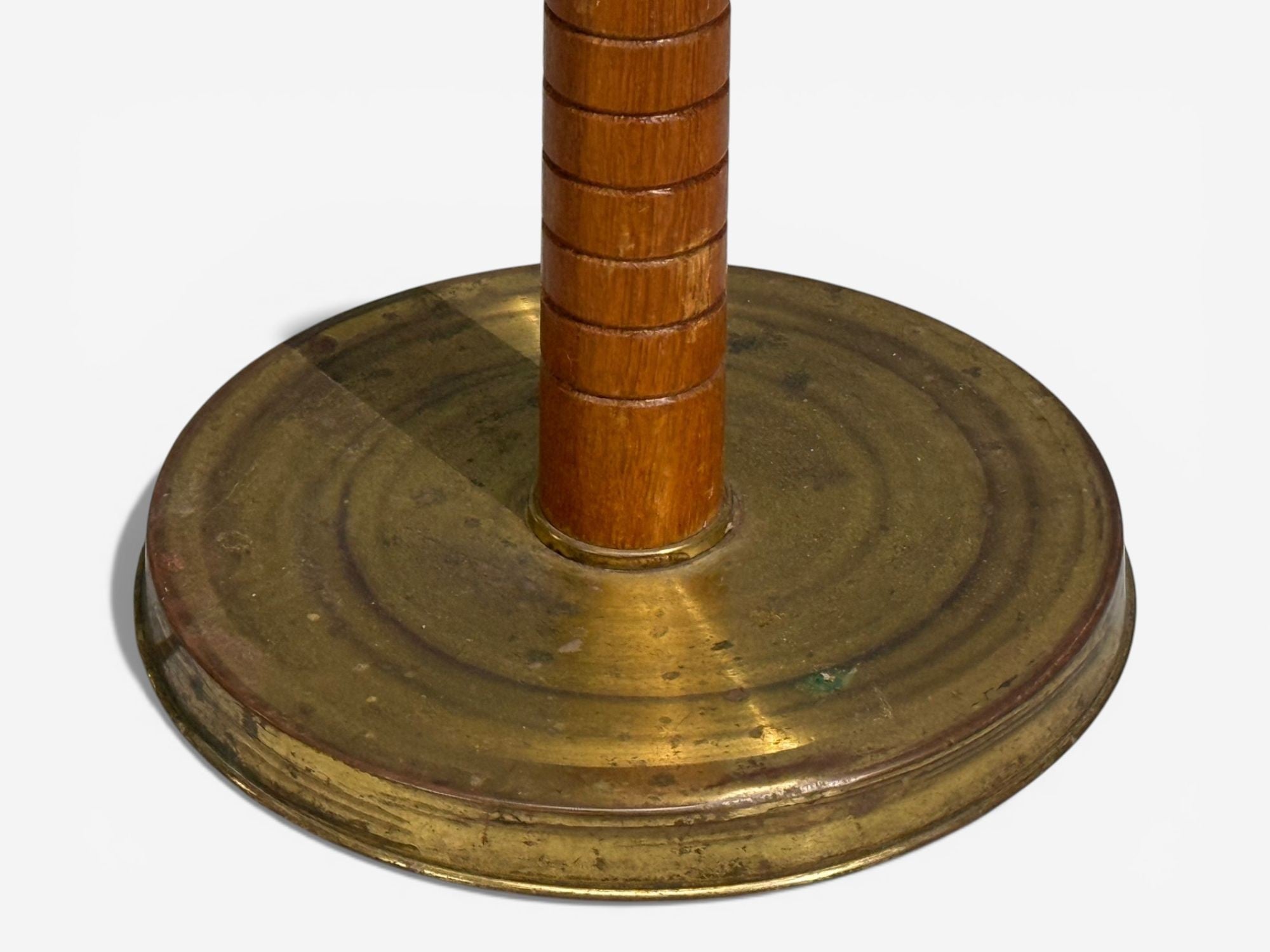 Swedish Modern, Organic Floor Lamp, Brass, Wood, Sweden, 1940s