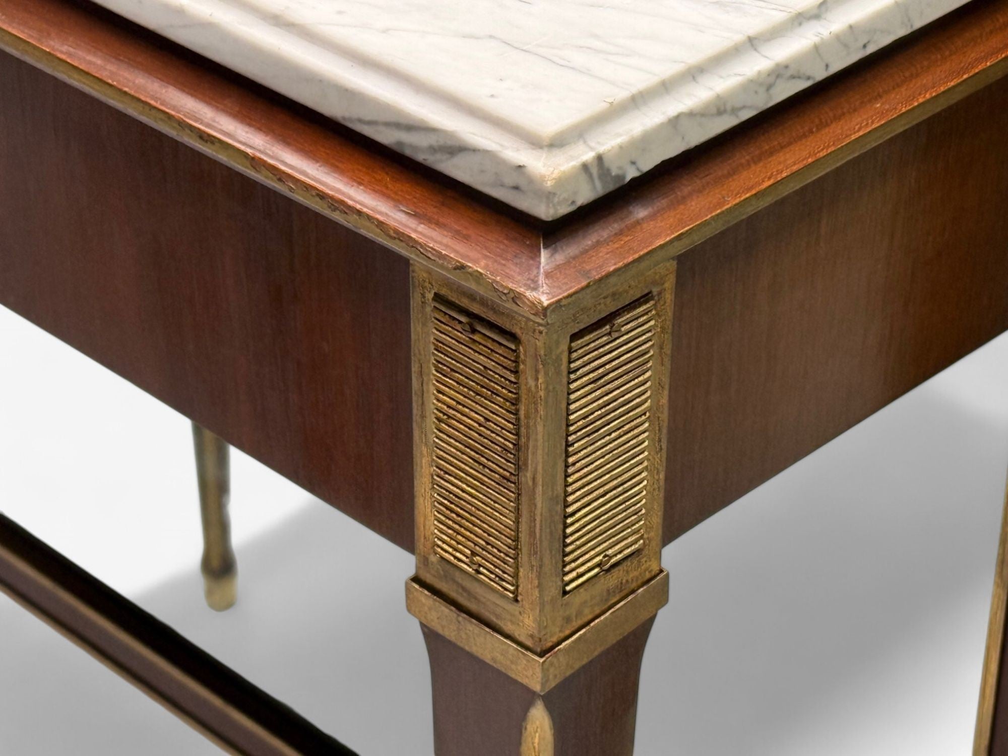 Maison Jansen, Hollywood Regency, Vanity Mirror, Mahogany, Glass, France, 1940s