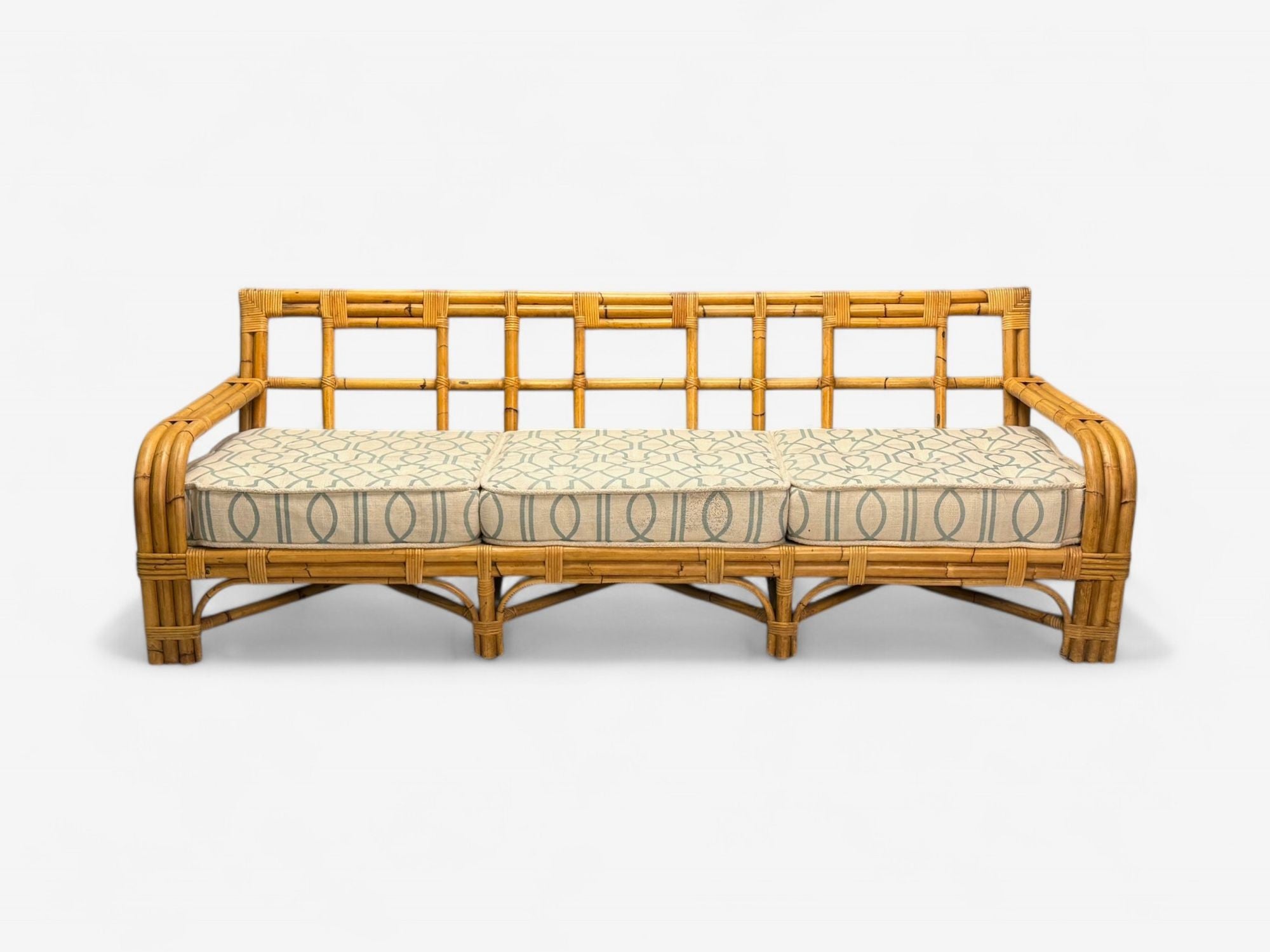 Bielecky Brothers, Modern, Large Three Seater Sofa, Rattan, Bamboo, USA, 21st C.