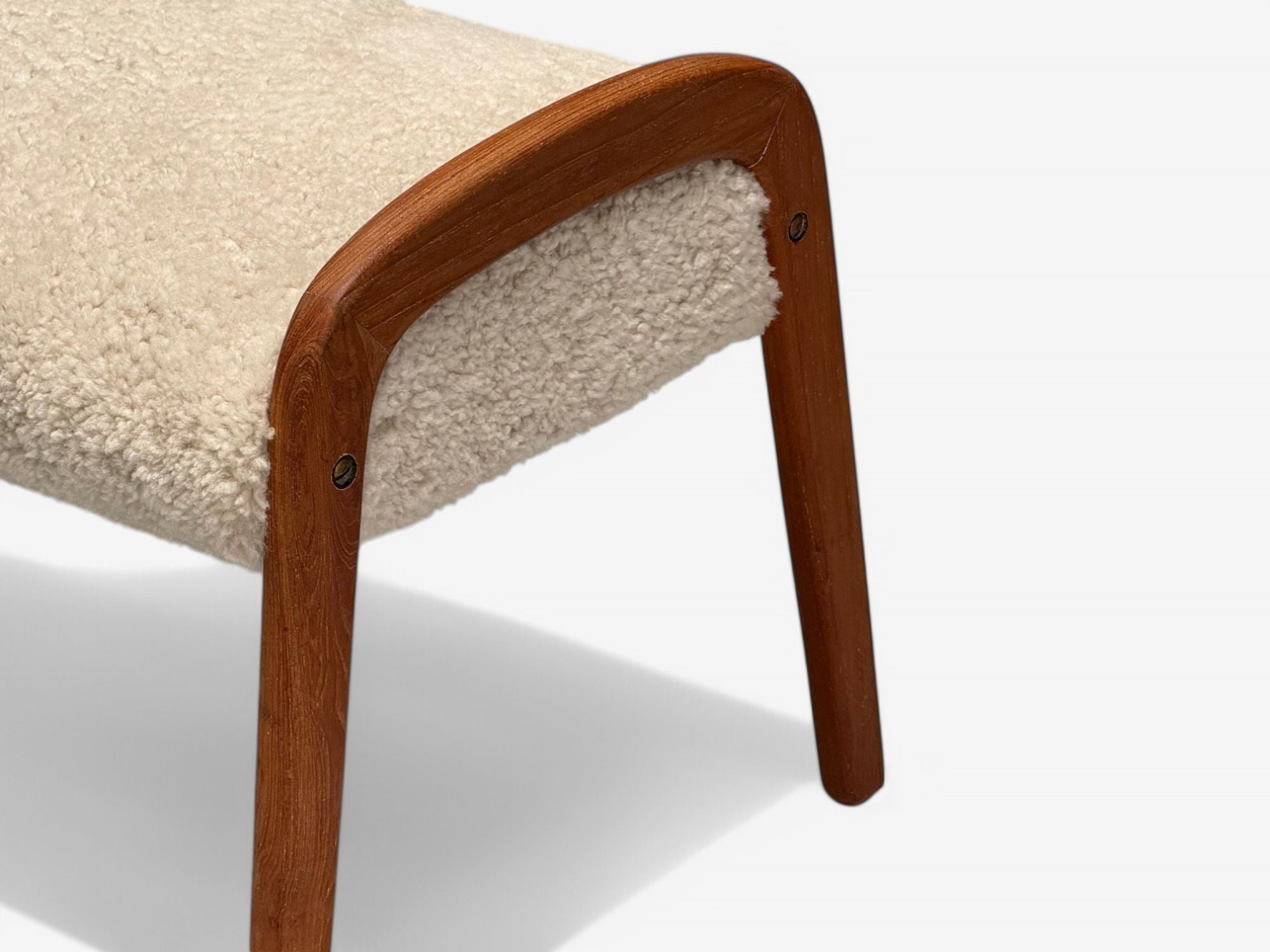 Danish Mid-Century Modern, Shearling Stool, Beige Sheepskin, Denmark, 1970s