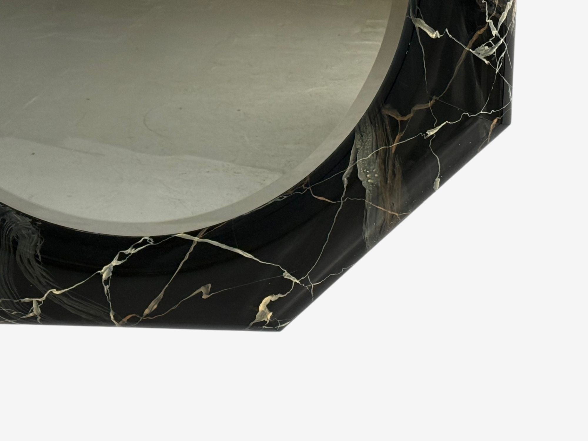 Mid-Century Modern, Octagonal Wall Mirror, Faux Marble Finish, USA, 1980s
