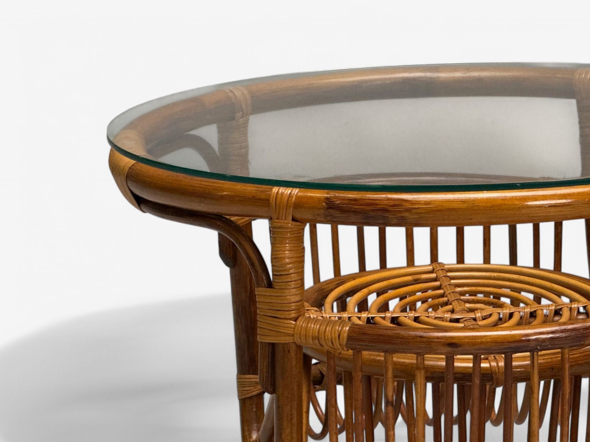 Franco Albini Style, Italian Mid-Century Modern, Side Tables, Bamboo, Rattan