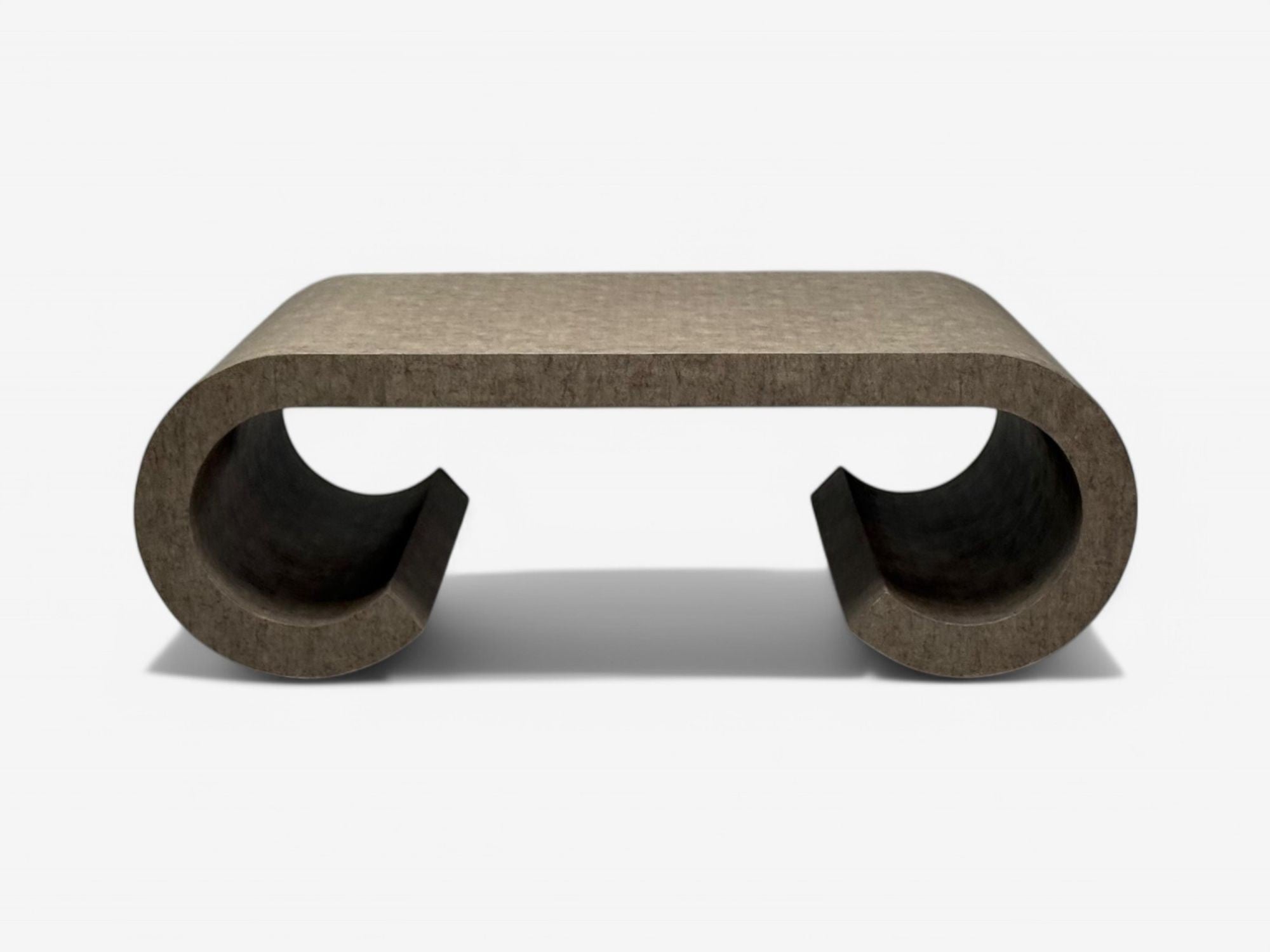 Karl Springer Style, Mid-Century Modern, Grey Faux Shagreen, Coffee Table, 1980s