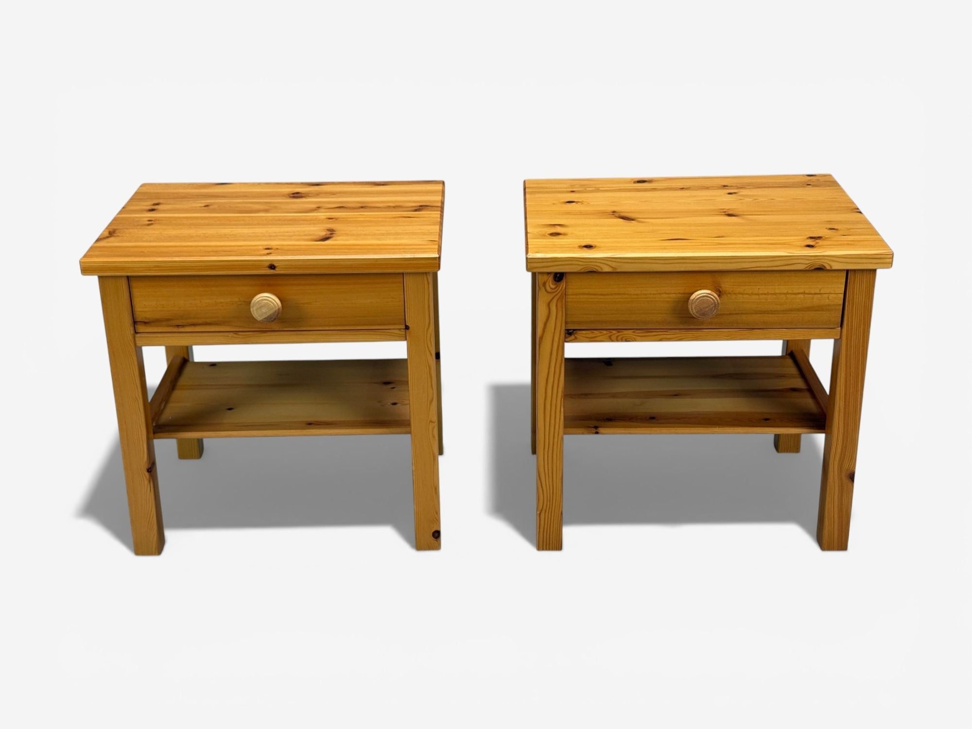 Swedish Modern, Nightstands, Pine, Sweden, 1970s