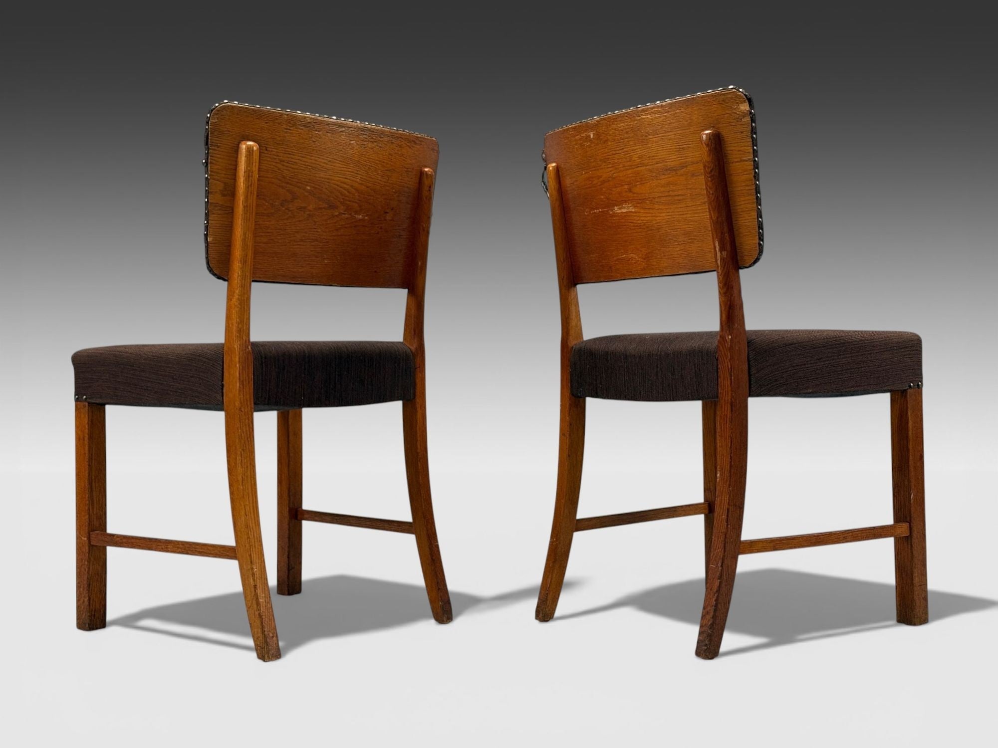 Fritz Hansen, Six Dining Chairs, Oak, Wool, Denmark, 1930s