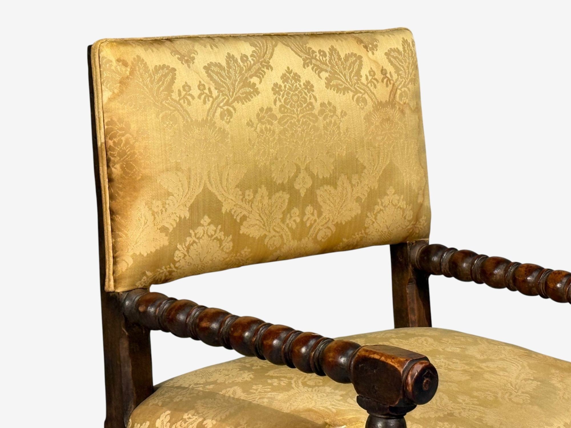 Louis XIII, Barley Twist Occasional Chairs, Fabric, Cherry, France, 17th c.