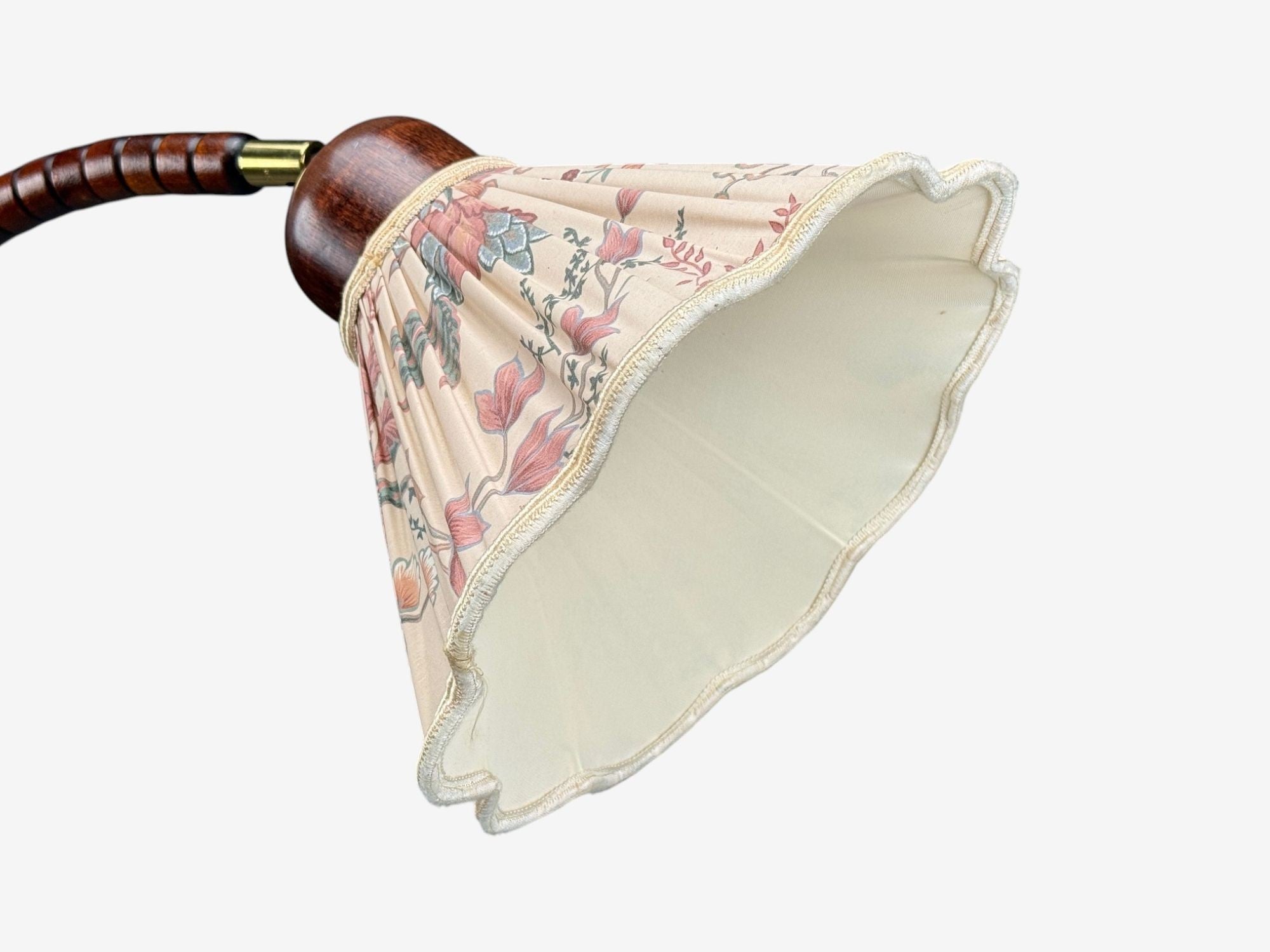 Markslöjd Attribution, Floor Lamp, Stained Wood, Fabric, Sweden, 1970s