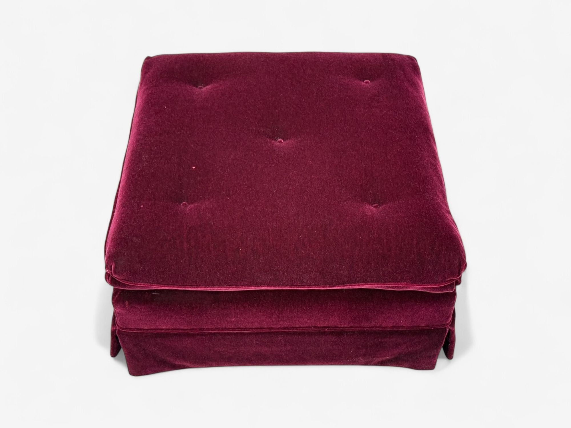 Traditional, Aubergene Mohair, Rolling Ottoman, England, 1970s