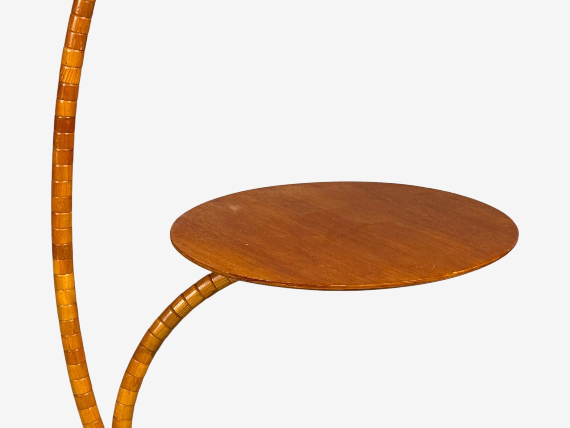 Swedish Modern, Floor Lamp with Shelf, Birch, Brass, Sweden, 1930s