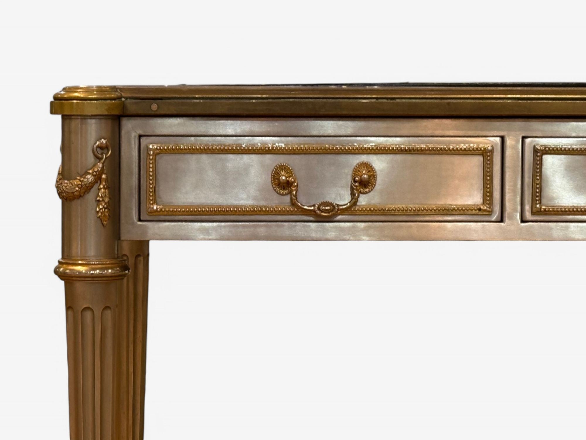 John Vesey, Louis XVI Style, Steel, Bronze, Rare Writing Desk, USA, 1960s