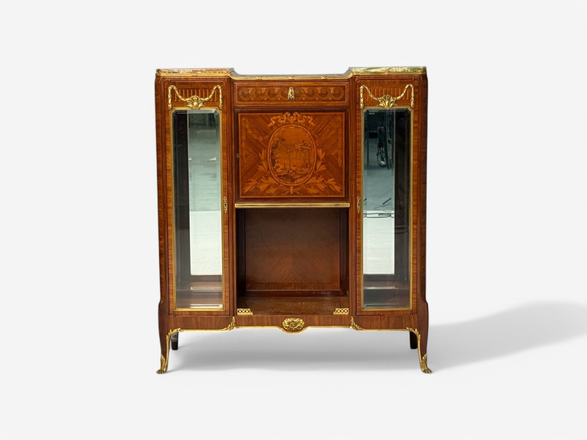 Haentges Frères, Louis XVI, Marquetry, Bronze, Vitrine Cabinets, Paris, 19th C.