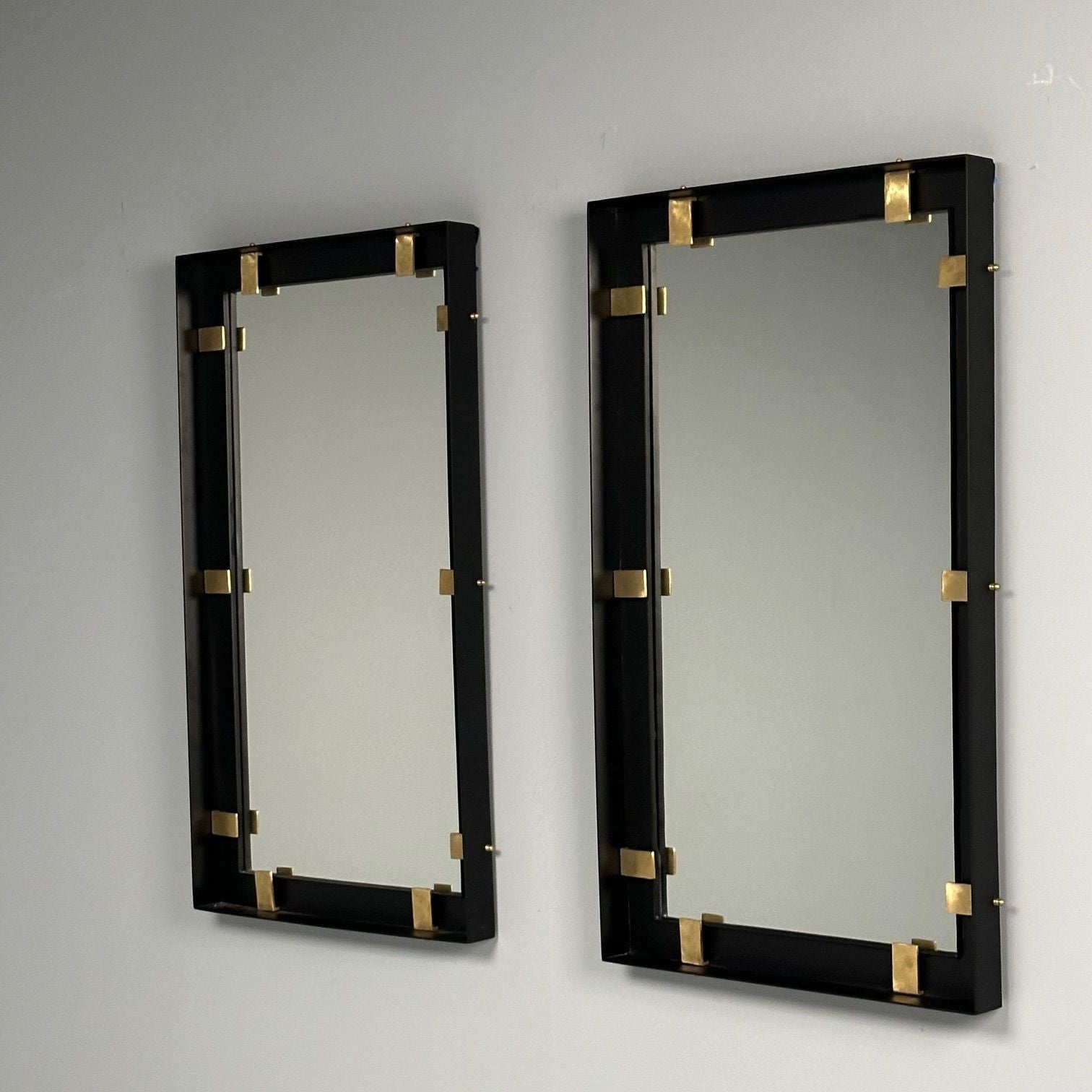 Contemporary, Industrial Modern, Rectangular Wall Mirrors, Steel, Brass
