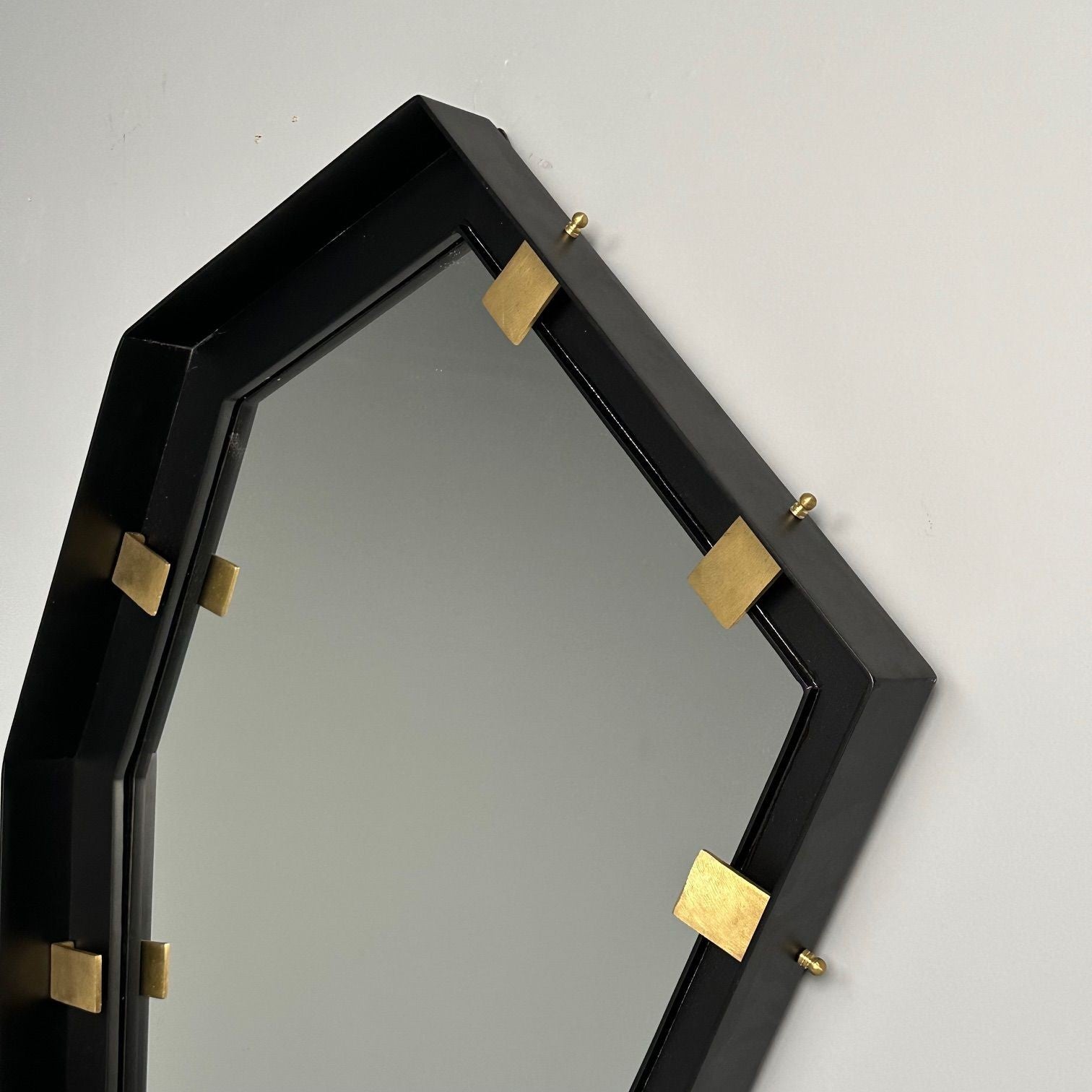 Contemporary, Industrial Modern, Angular Wall Mirrors, Steel, Brass