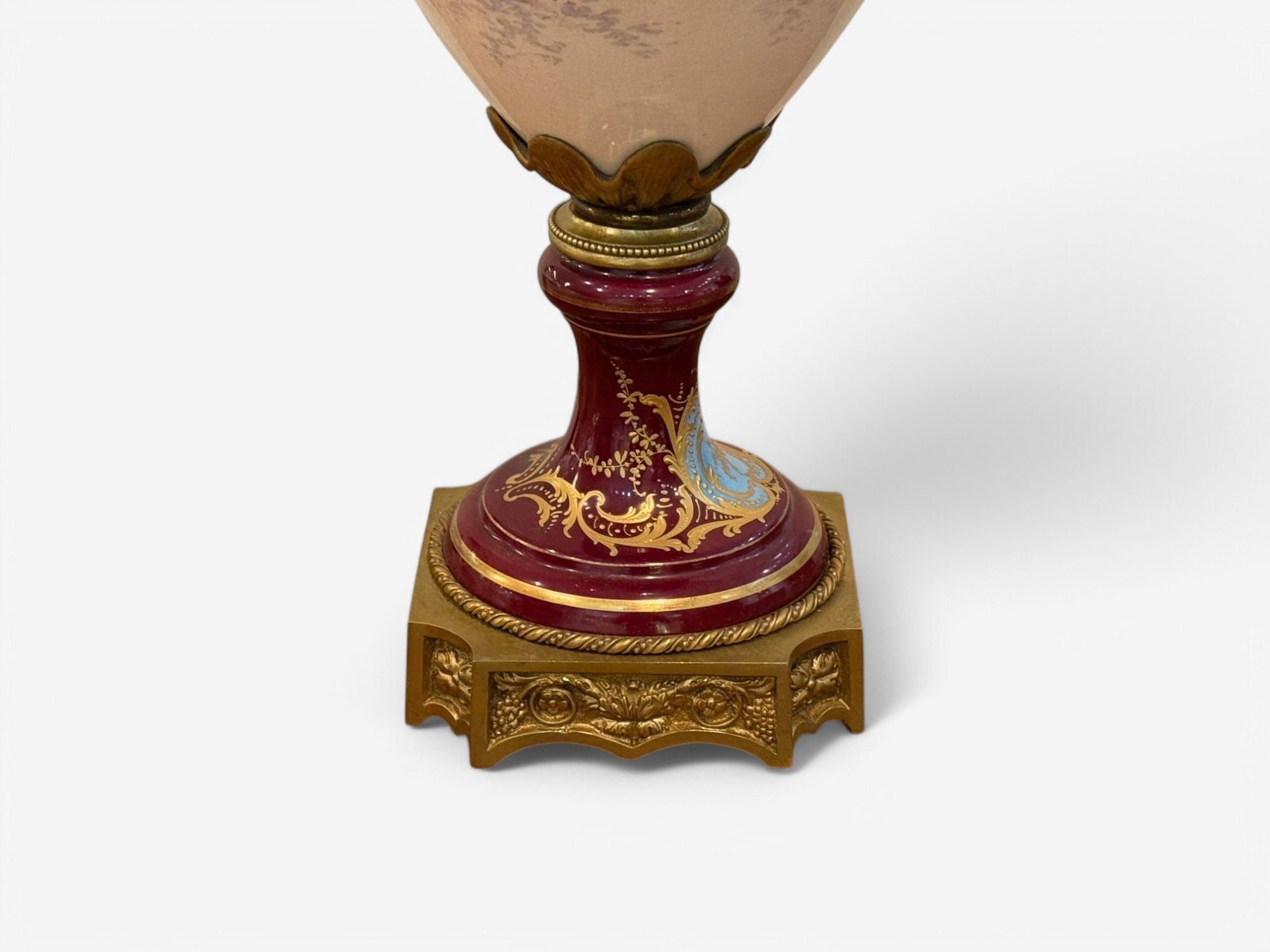 Sevres, Porcelain, Gilt Metal, Vase with Cherub and Maiden, France, 19th C.