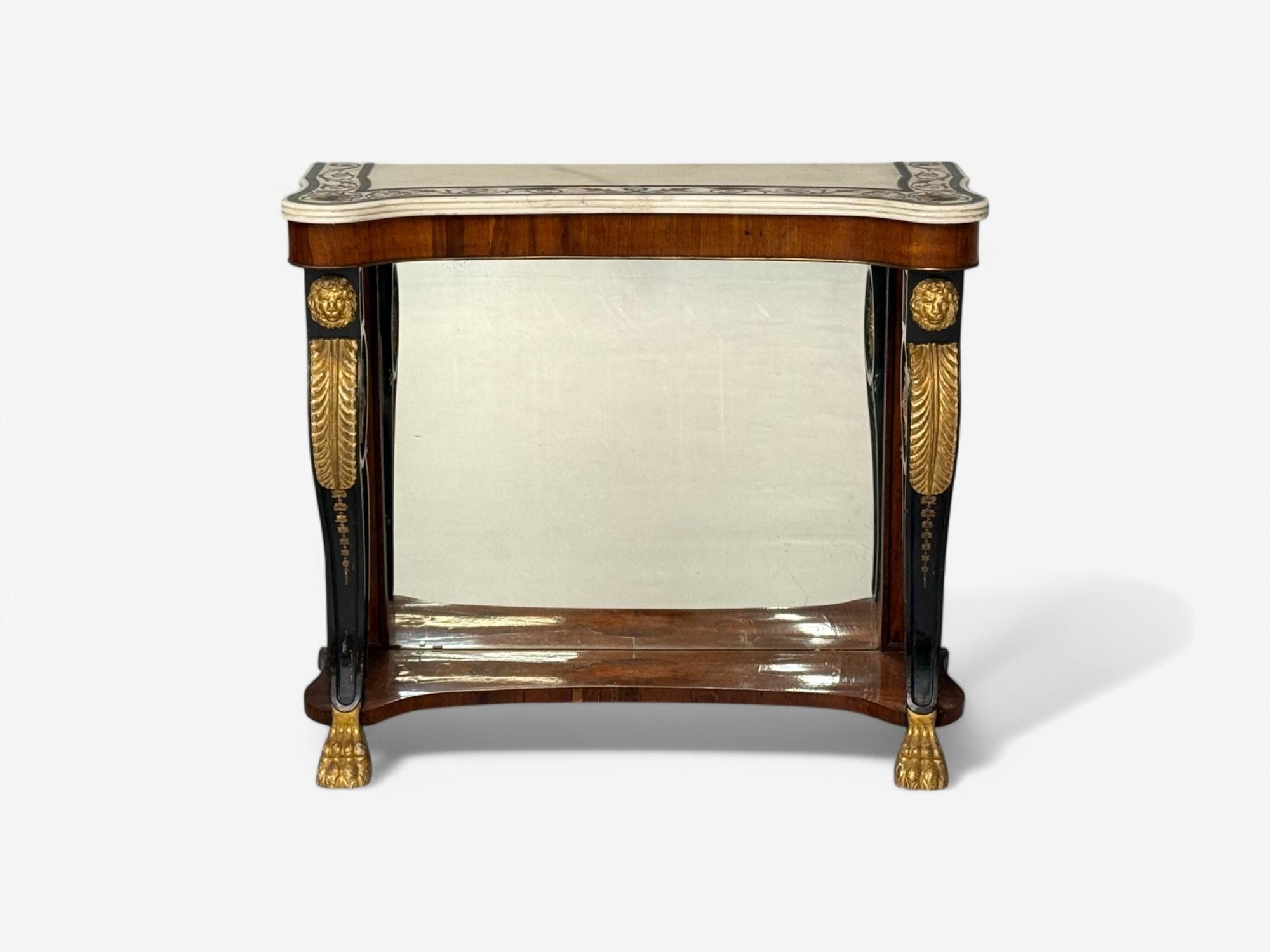 Pietto Bossi attr, Scagliola Marble, Giltwood, Mirrored Consoles, Italy, 18th c